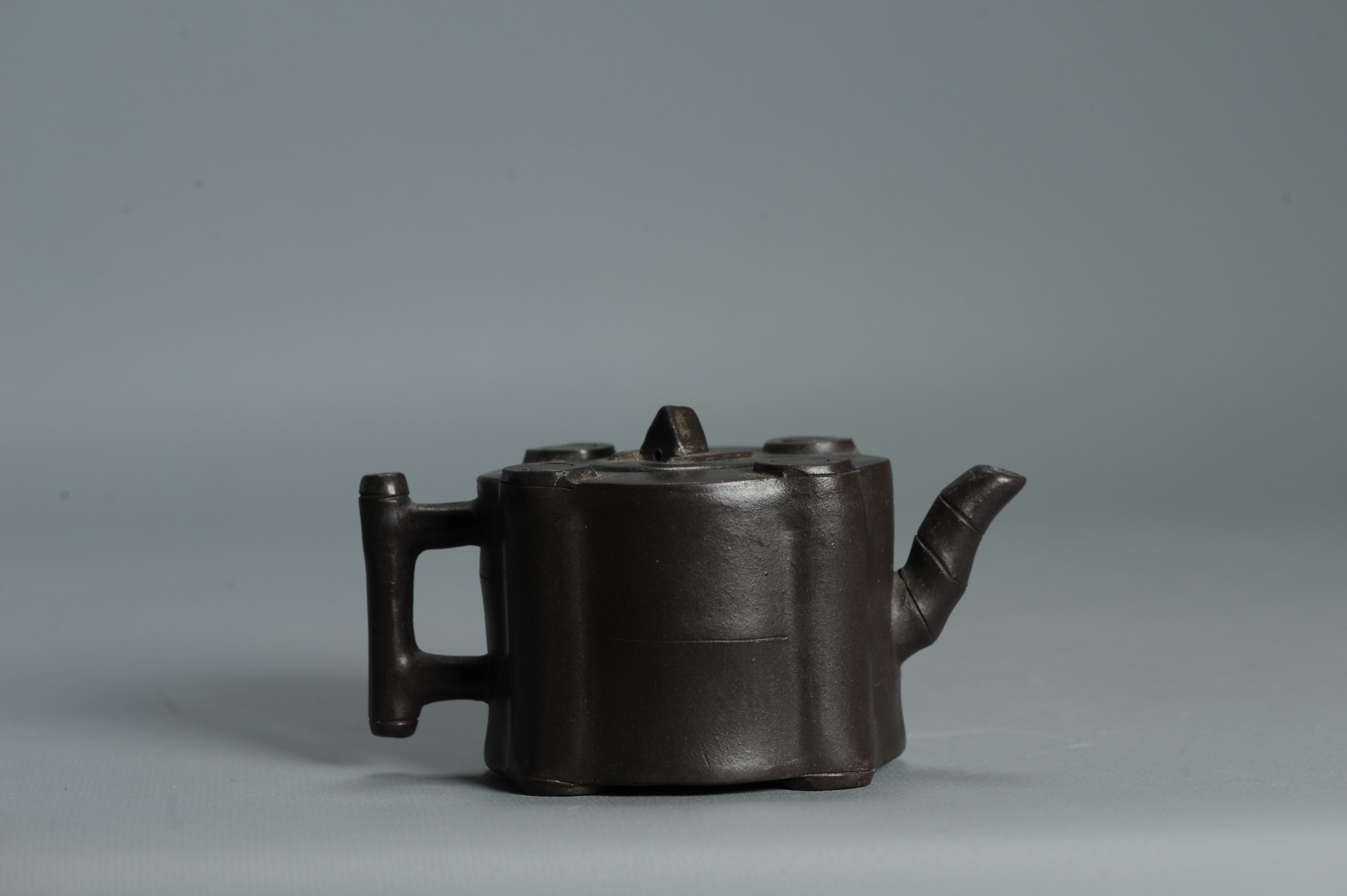 Vintage Chinese earthenware 20th century Zisha Yixing Teapot China Bamboo - Image 2