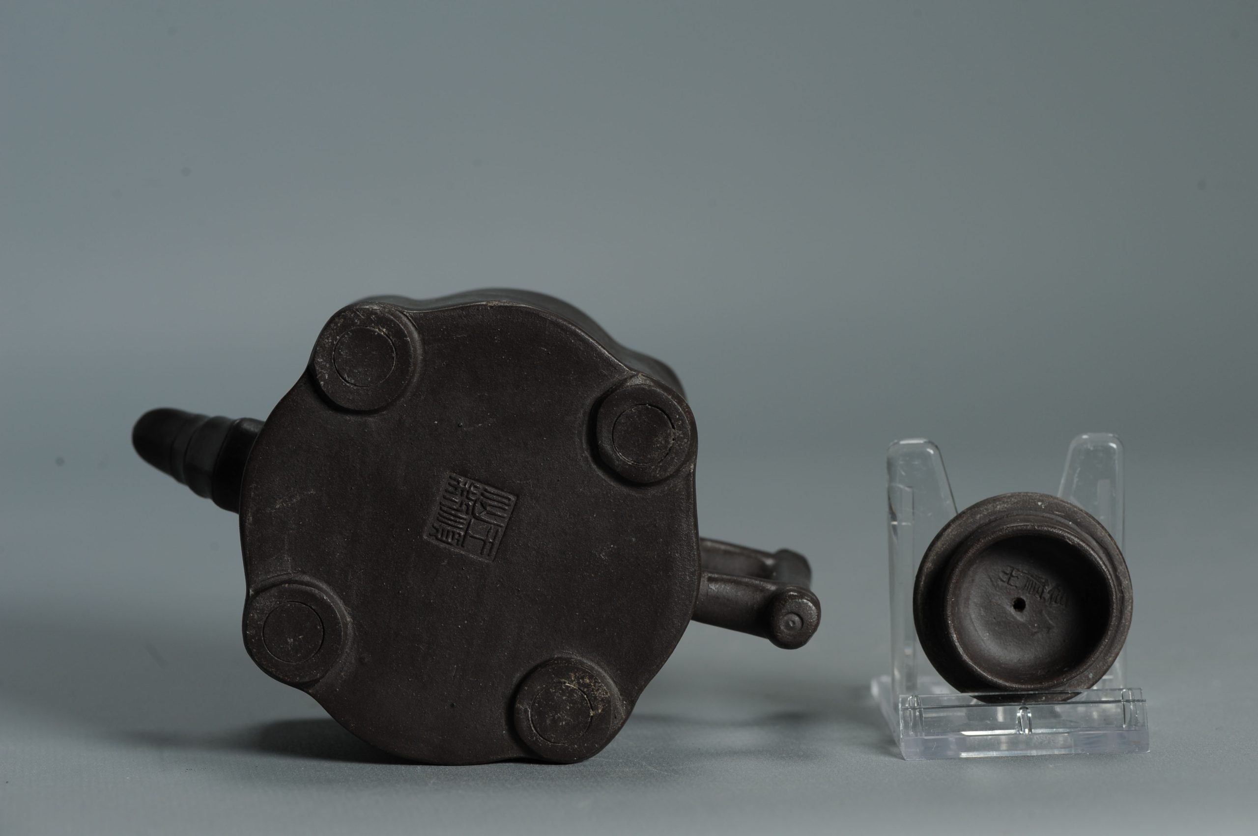 Vintage Chinese earthenware 20th century Zisha Yixing Teapot China Bamboo - Image 3