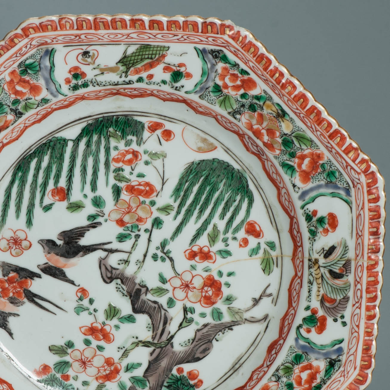 Antique 1700-1720 Chinese Porcelain Plate Kangxi Famille Verte ESPIR COLLECTION - Image 5