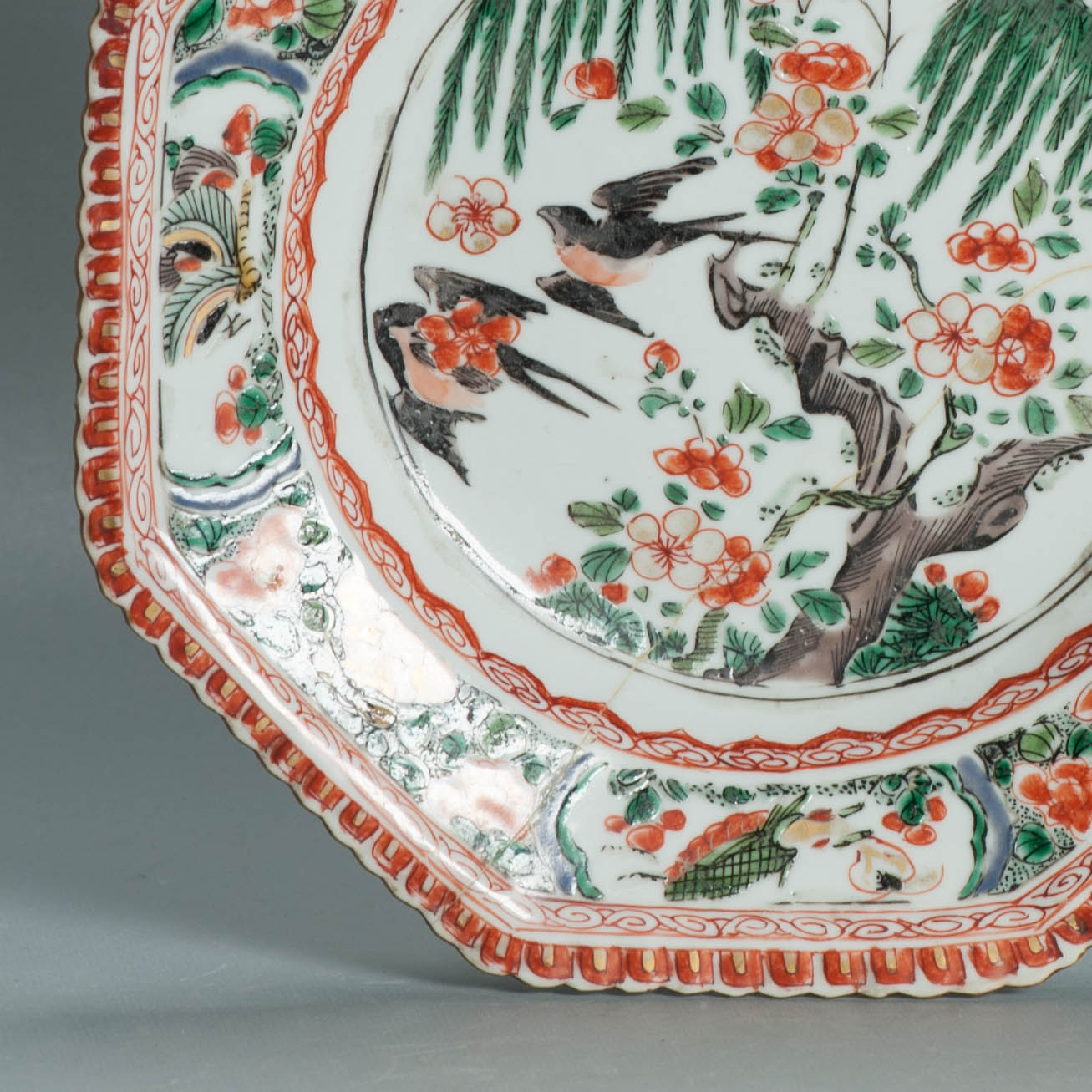 Antique 1700-1720 Chinese Porcelain Plate Kangxi Famille Verte ESPIR COLLECTION - Image 6