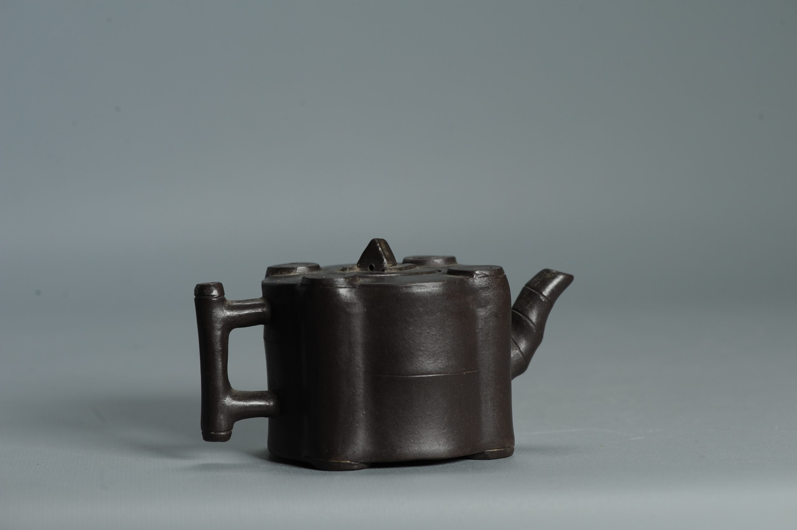 Vintage Chinese earthenware 20th century Zisha Yixing Teapot China Bamboo - Image 6