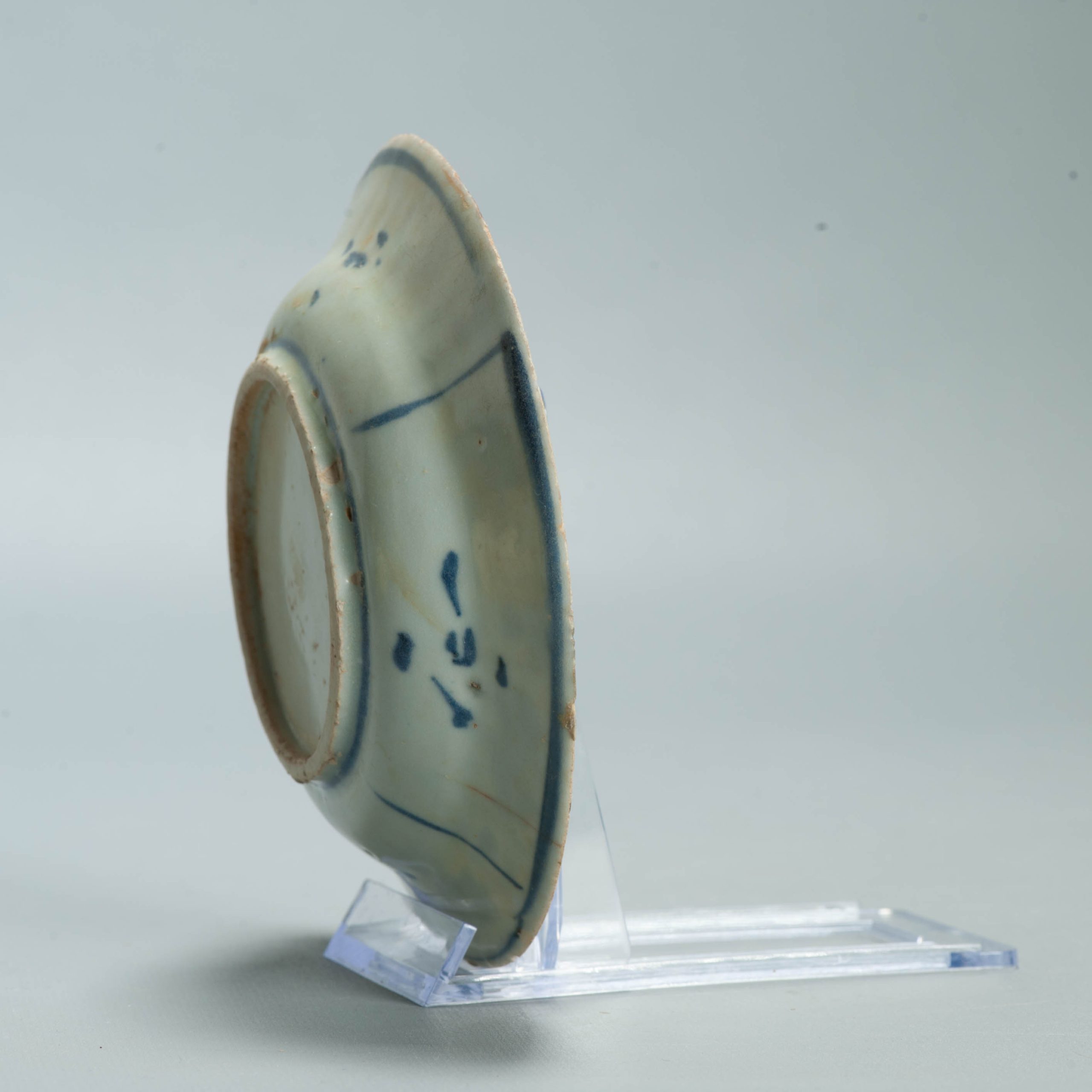 Excavated Ming Antique Wanli 1600-1640 Chinese Porcelain Kraak Plate LEAF - 图片 5