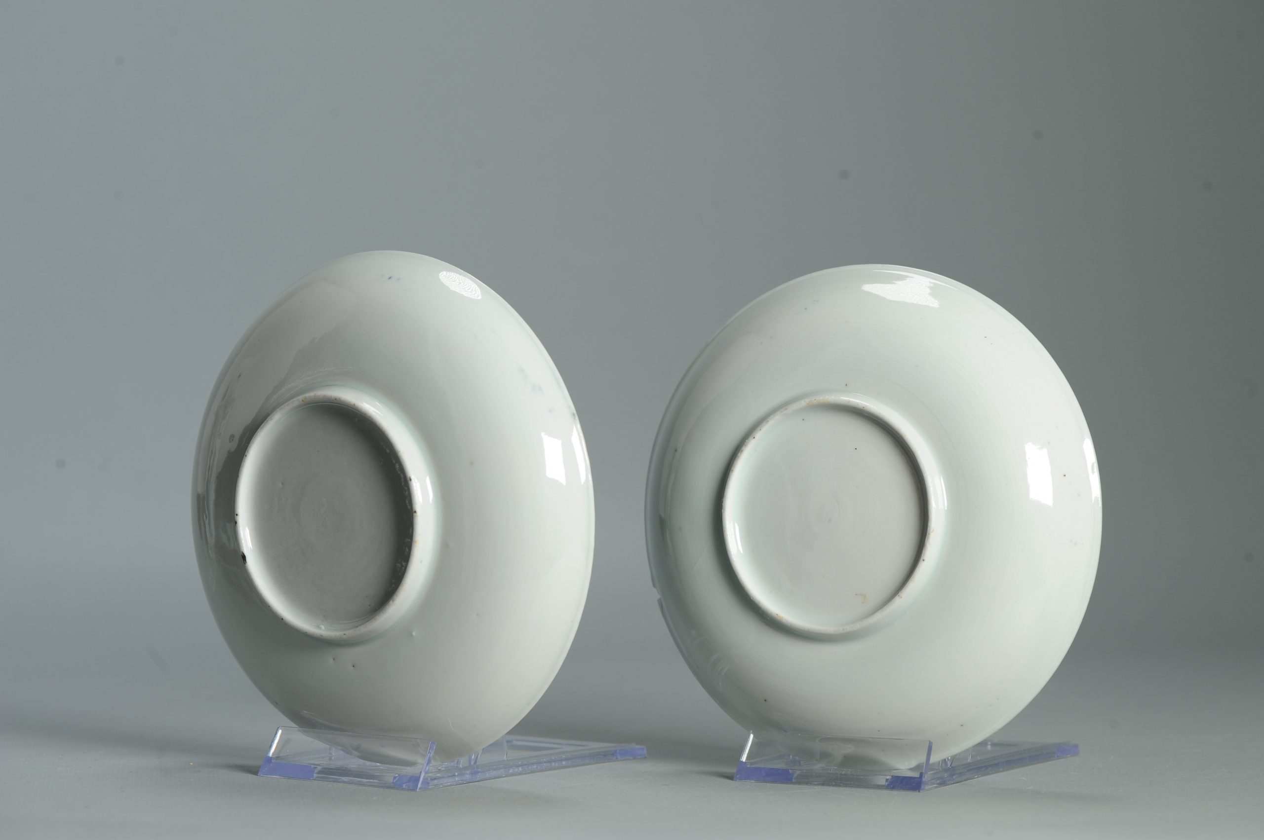 Pair Antique Edo Period Japanese Porcelain Arita Roosters Pagode Blue - Image 6
