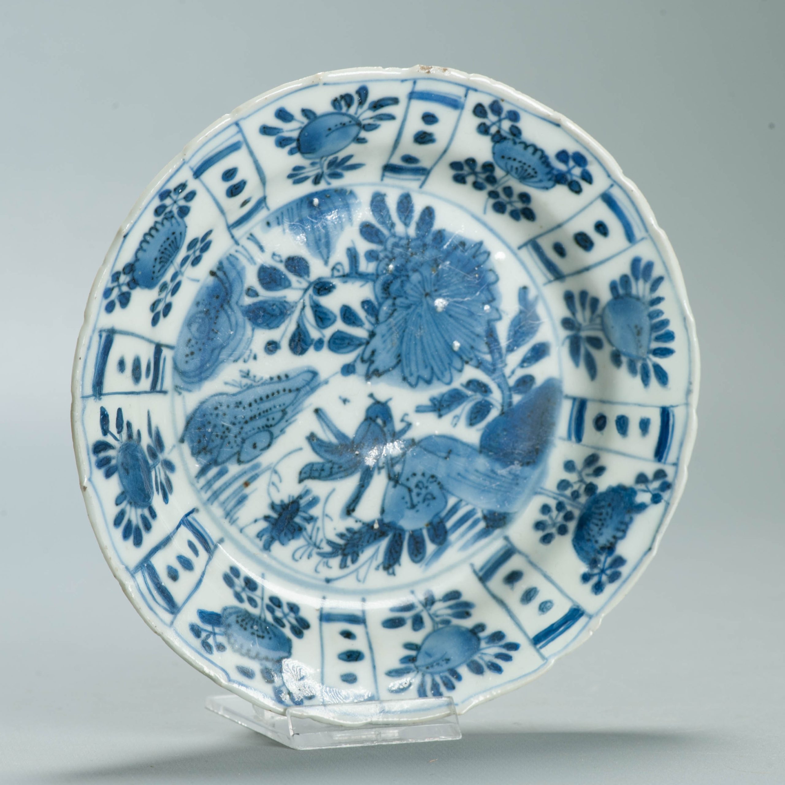 Excavated Ming Antique Wanli Chinese Porcelain Kraak Plate GRASSHOPPER