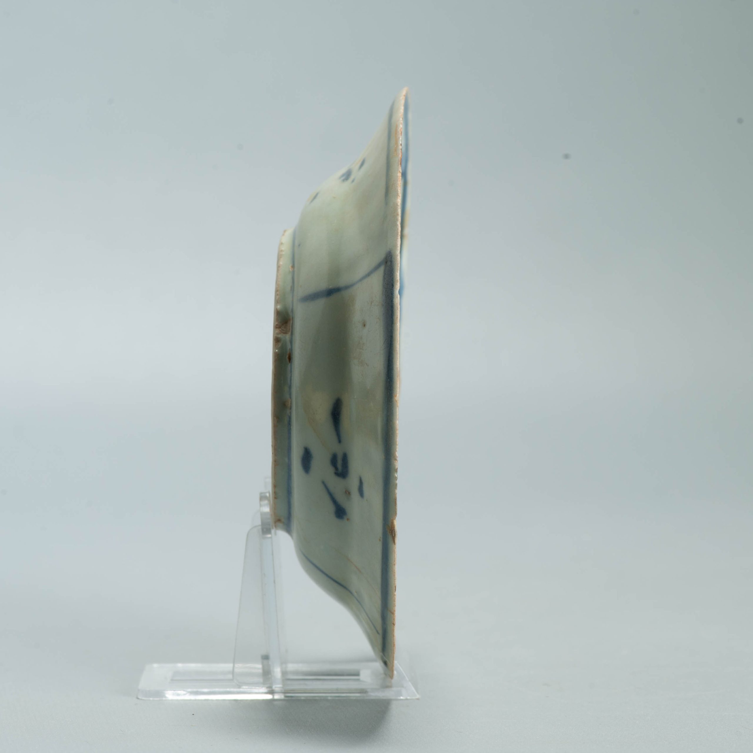 Excavated Ming Antique Wanli 1600-1640 Chinese Porcelain Kraak Plate LEAF - 图片 4