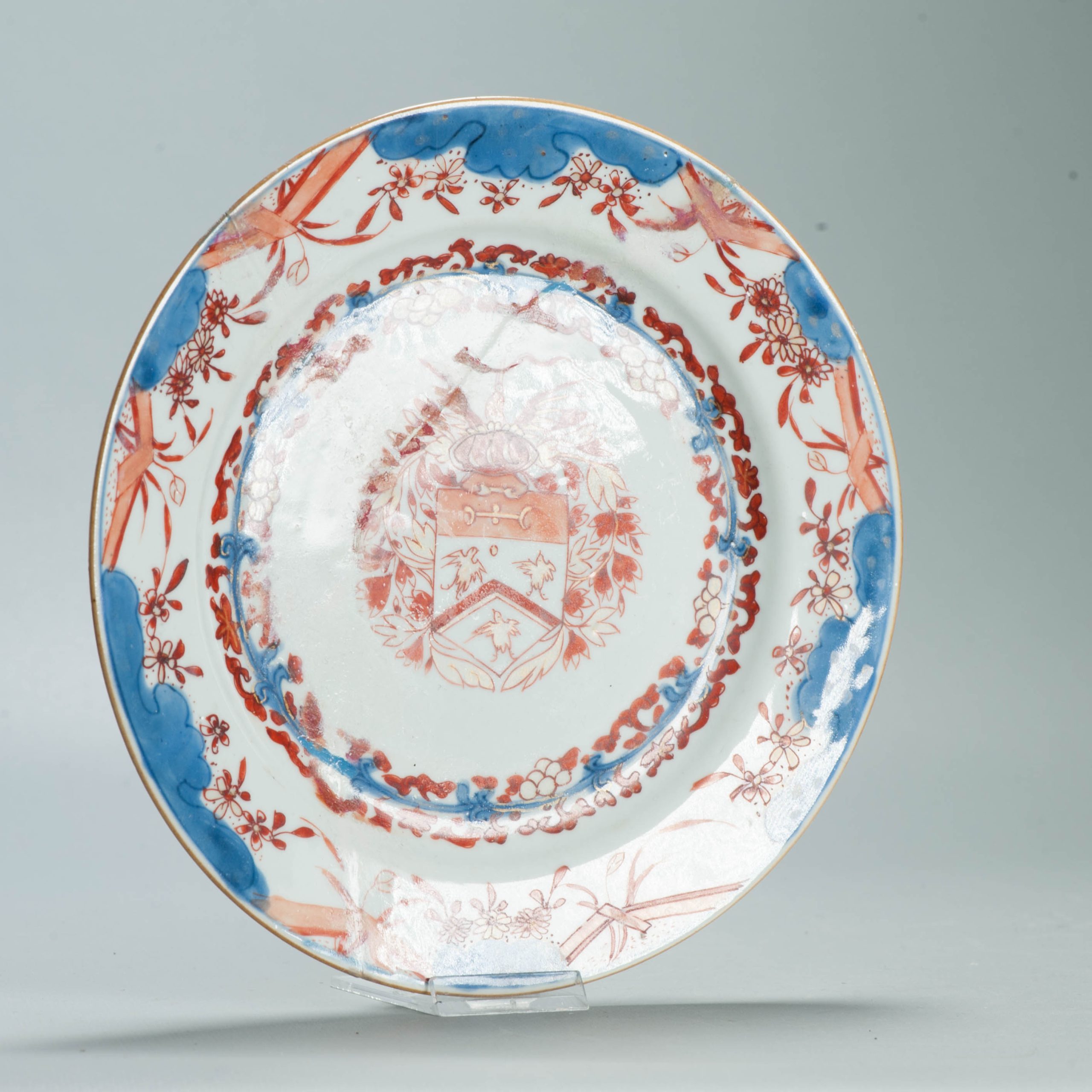 18C Antique Kangxi/Yongzheng Chinese Porcelain Armorial dish VAN GELLICUM - Image 2