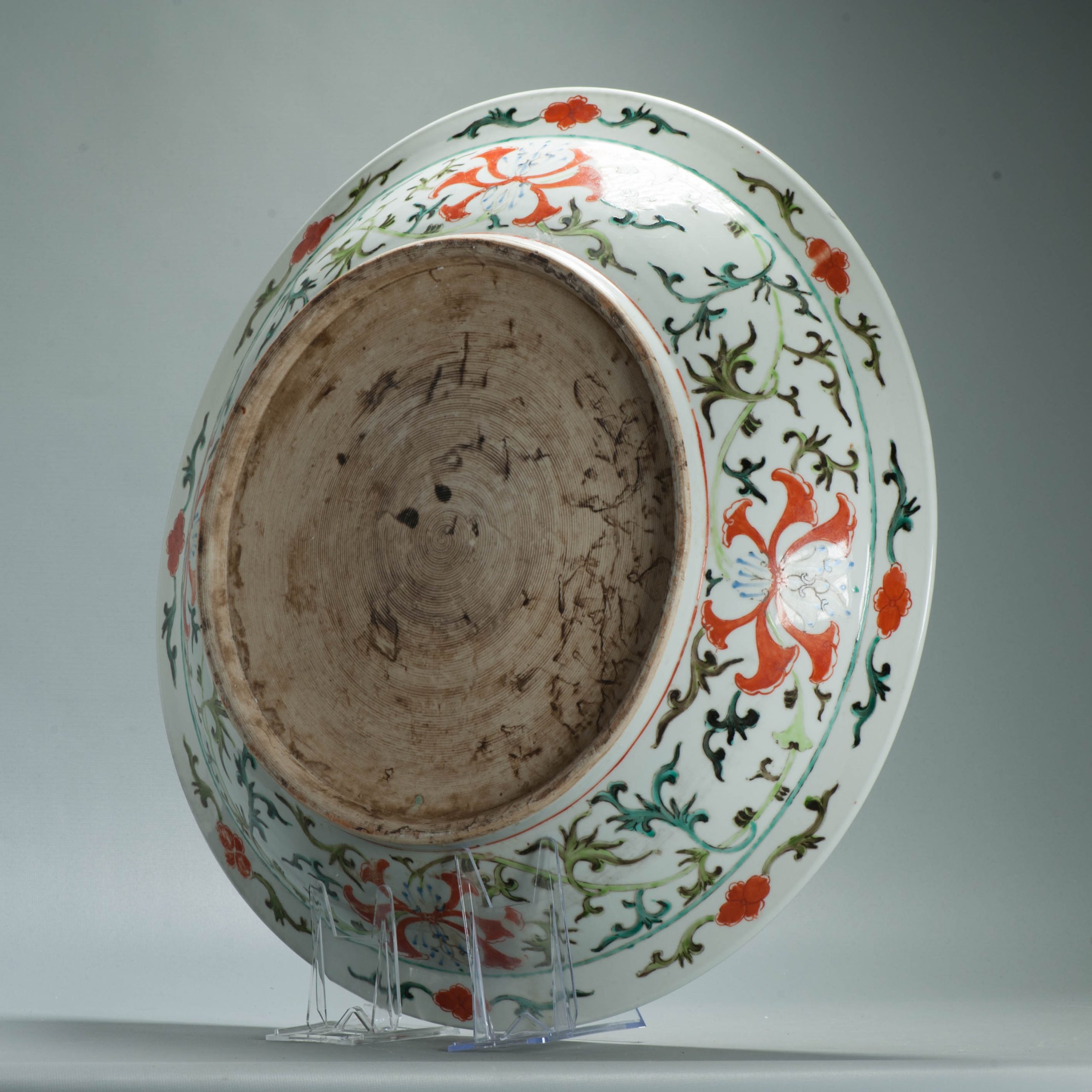 Antique 51CM 19C Chinese Porcelain 'Phoenix and Buddhist Emblems' charger - Image 6