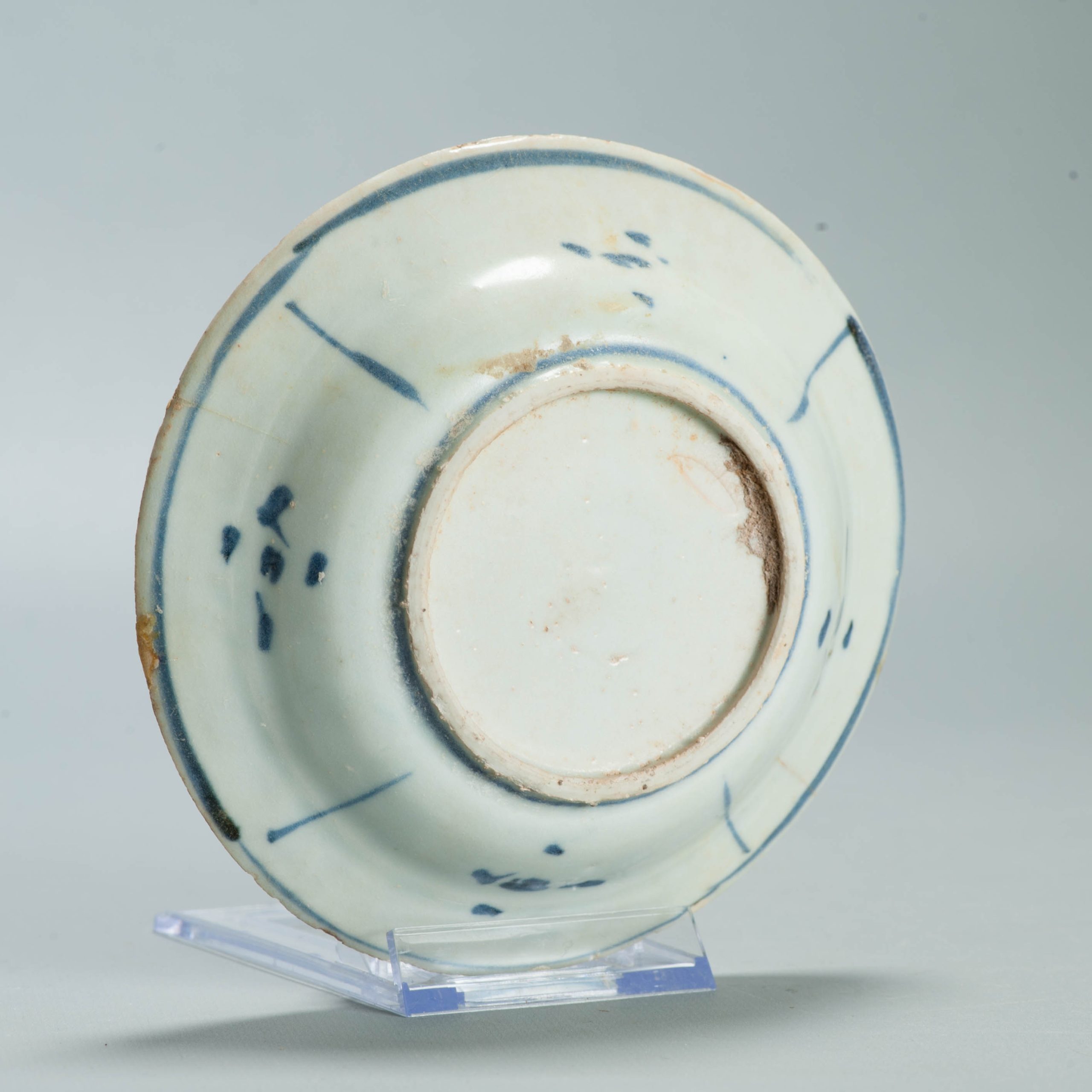 Excavated Ming Antique Wanli 1600-1640 Chinese Porcelain Kraak Plate LEAF - 图片 8