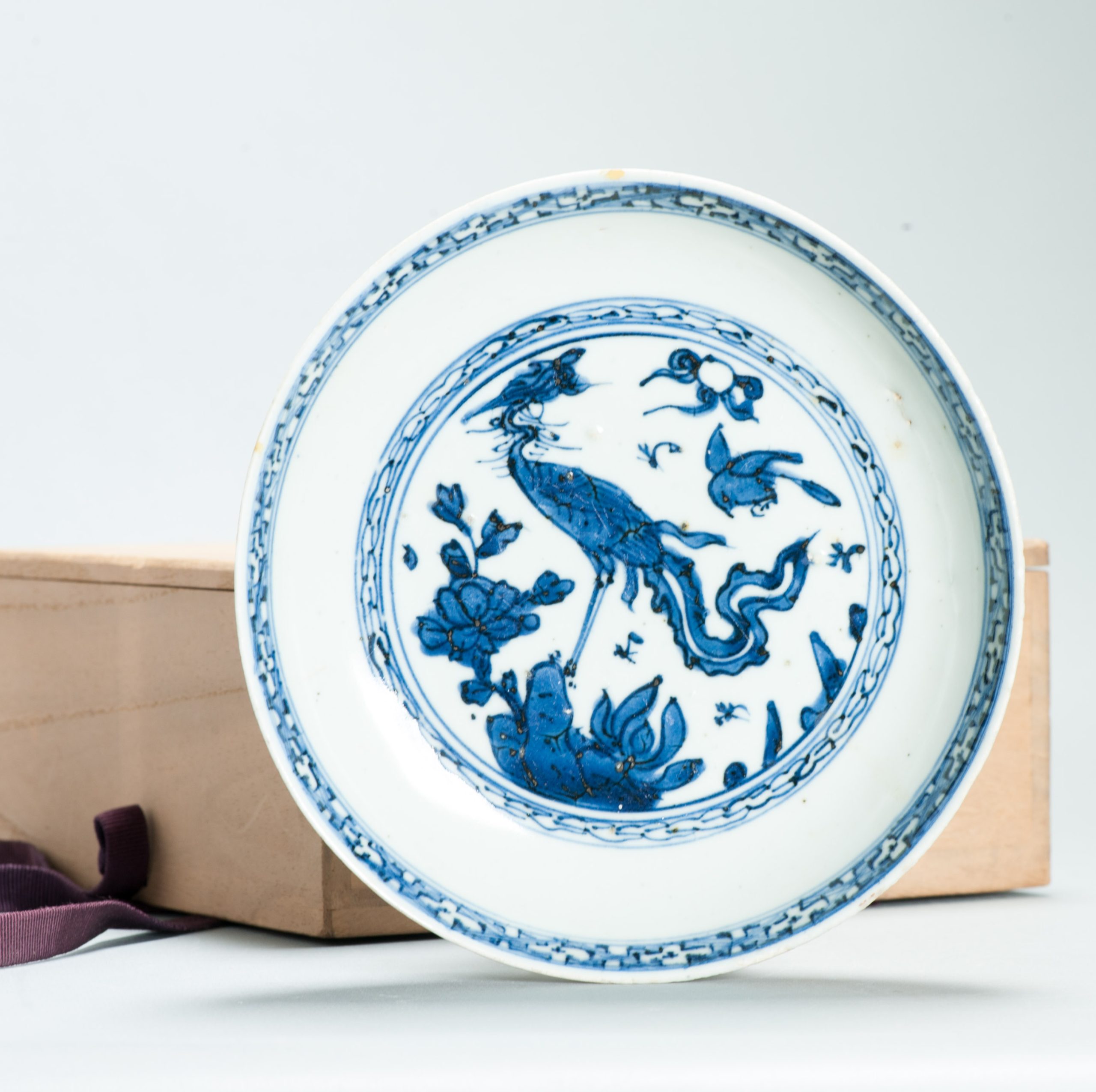 Antique  Chinese 16th C Porcelain Ming Fenghuang Phoenix Plate Jiajing