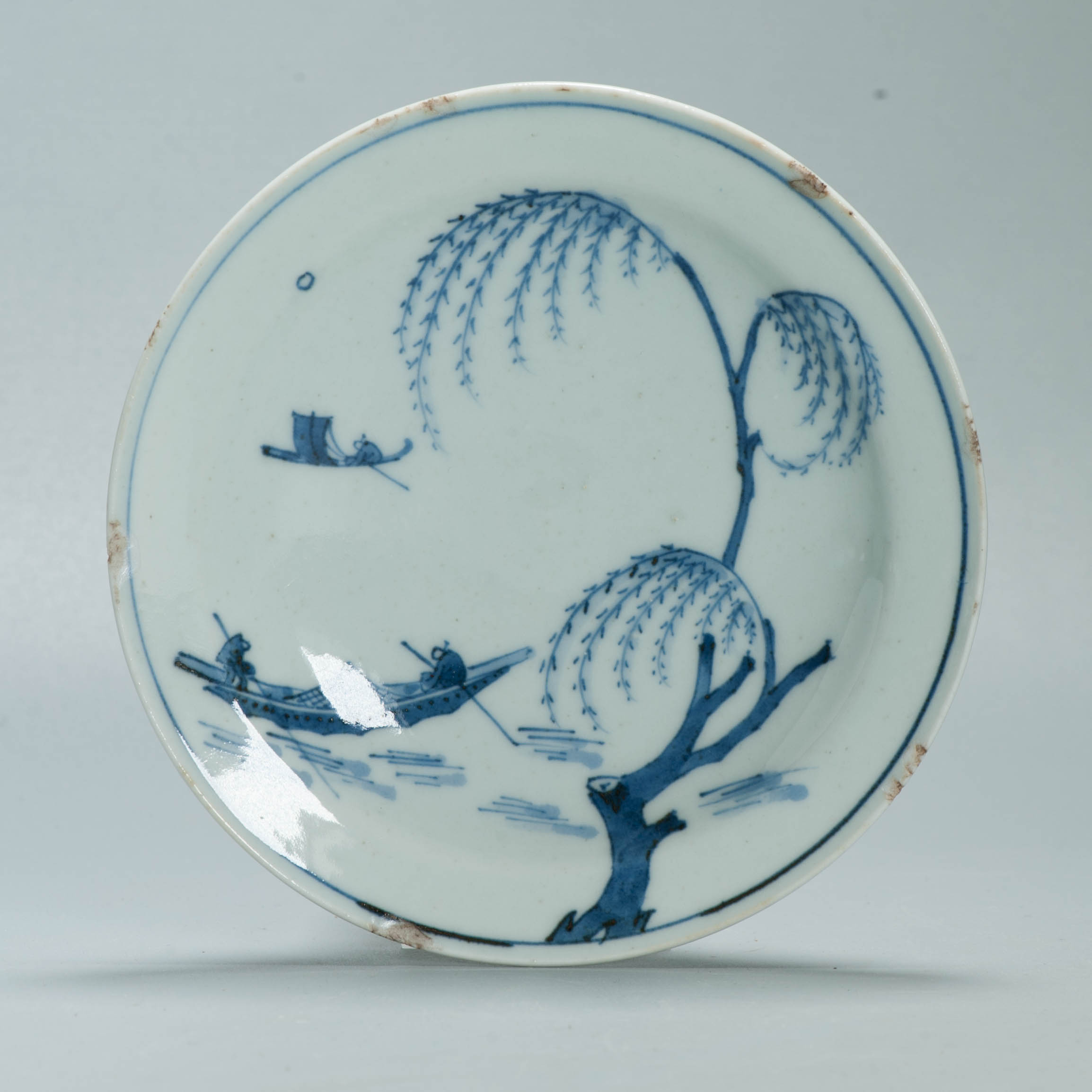 Very nice Tianqi Period 17C Chinese Porcelain Ming Dish Landscape FISHERMAN
