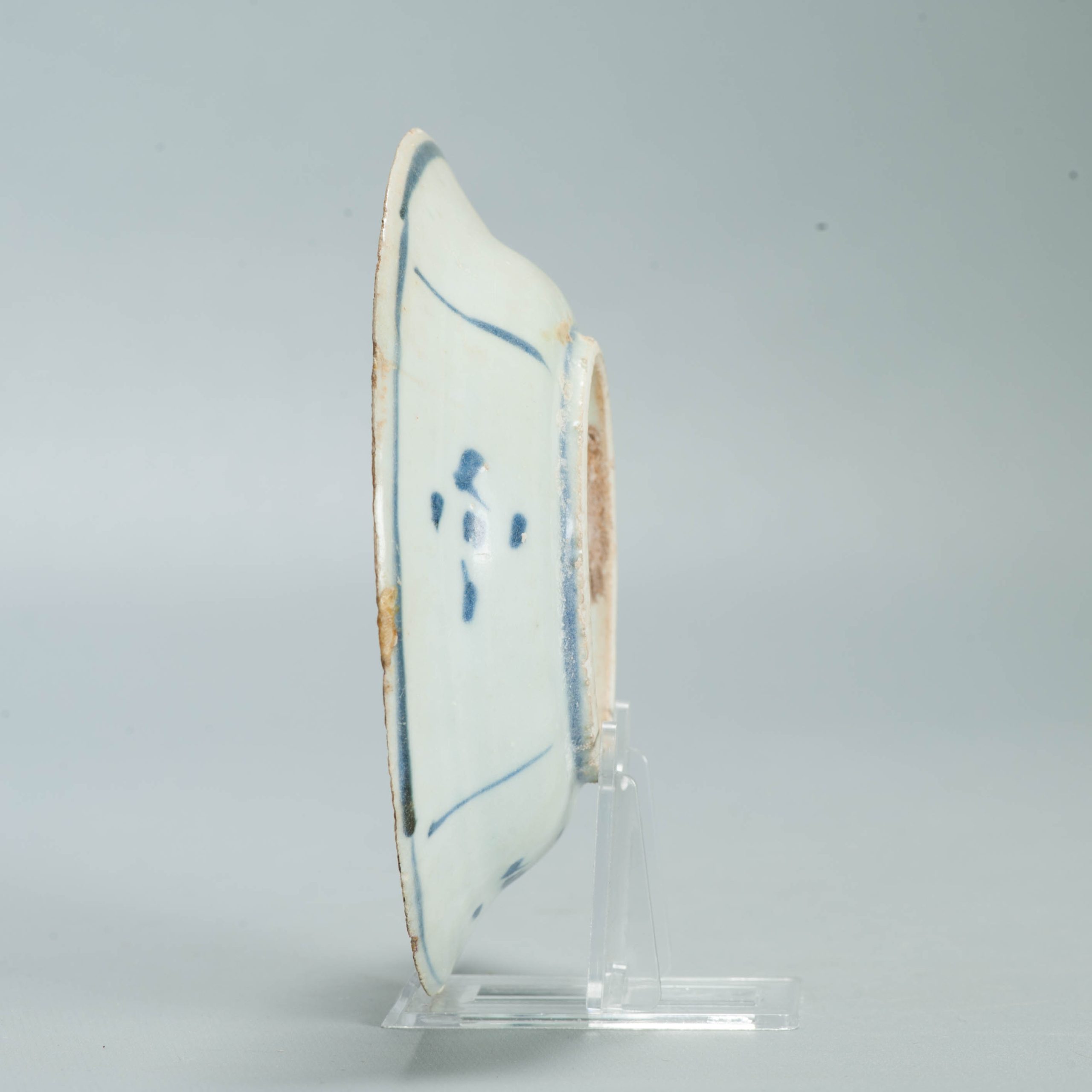 Excavated Ming Antique Wanli 1600-1640 Chinese Porcelain Kraak Plate LEAF - 图片 10