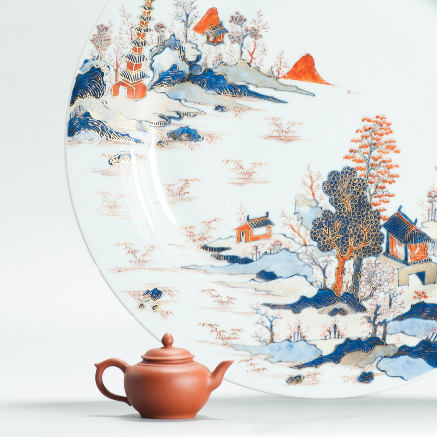 37.5CM Beautiful Chinese Porcelain Kangxi period Imari Charger China Antique - Image 9