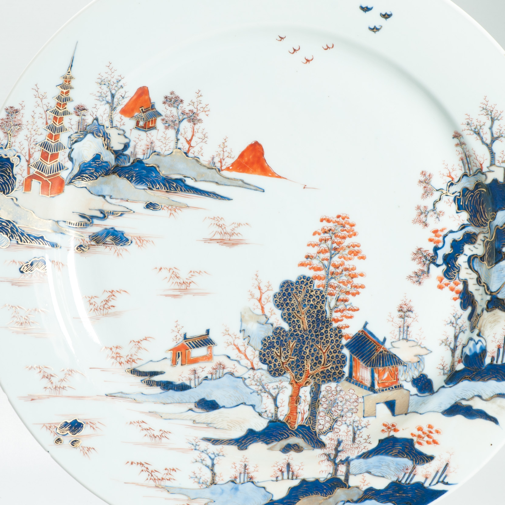 37.5CM Beautiful Chinese Porcelain Kangxi period Imari Charger China Antique - Image 8