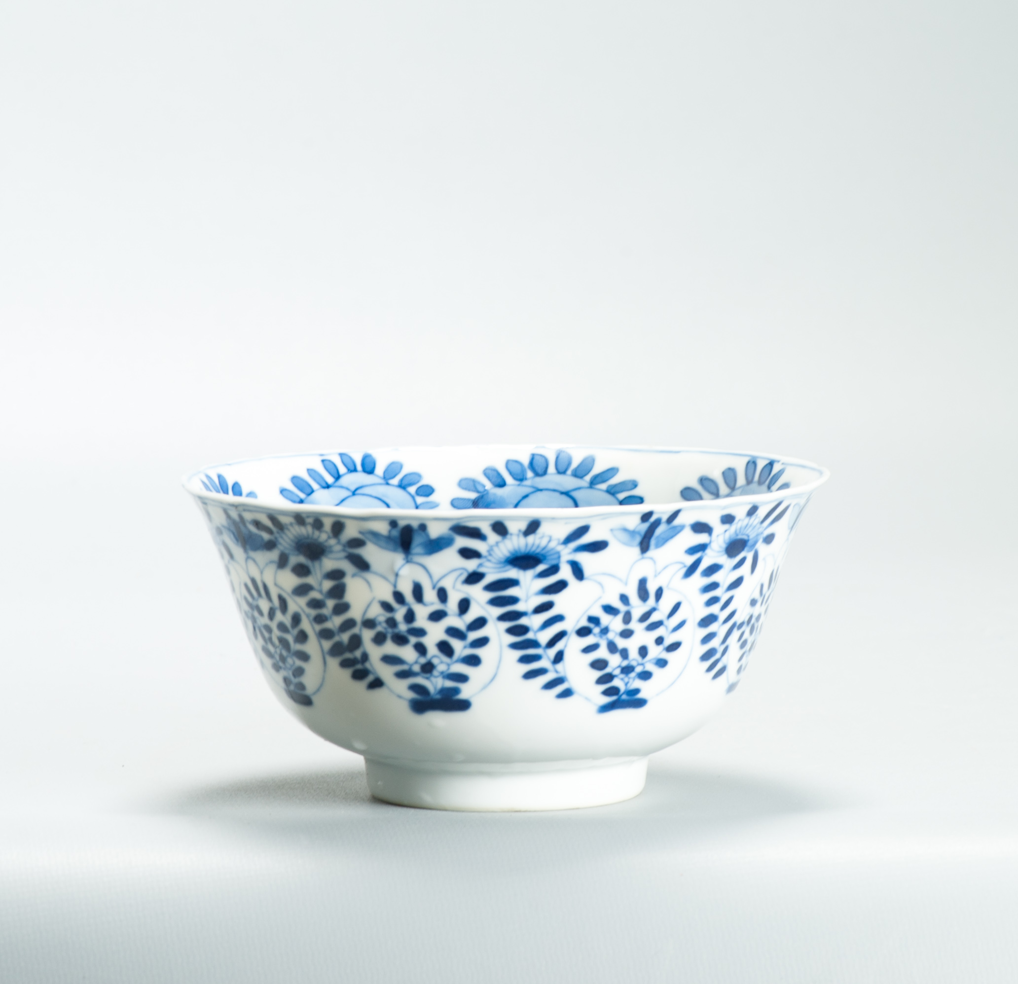 Antique Chinese Porcelain 19C Flower Butterfly Bowl China Marked Kangxi Qing