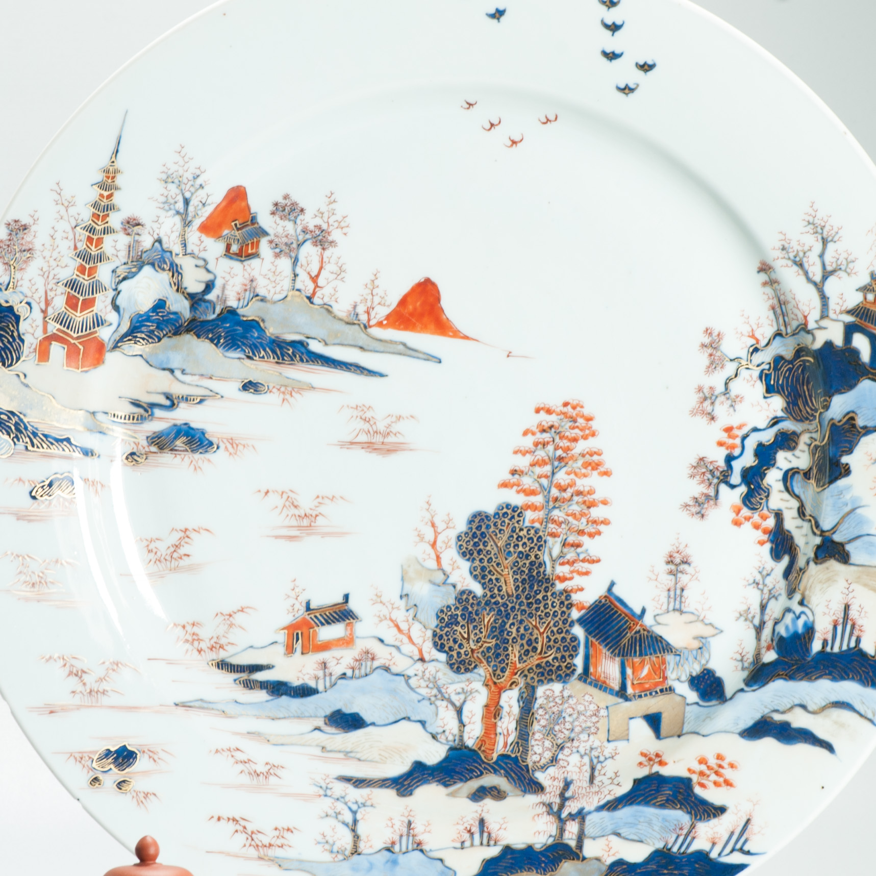37.5CM Beautiful Chinese Porcelain Kangxi period Imari Charger China Antique - Image 10