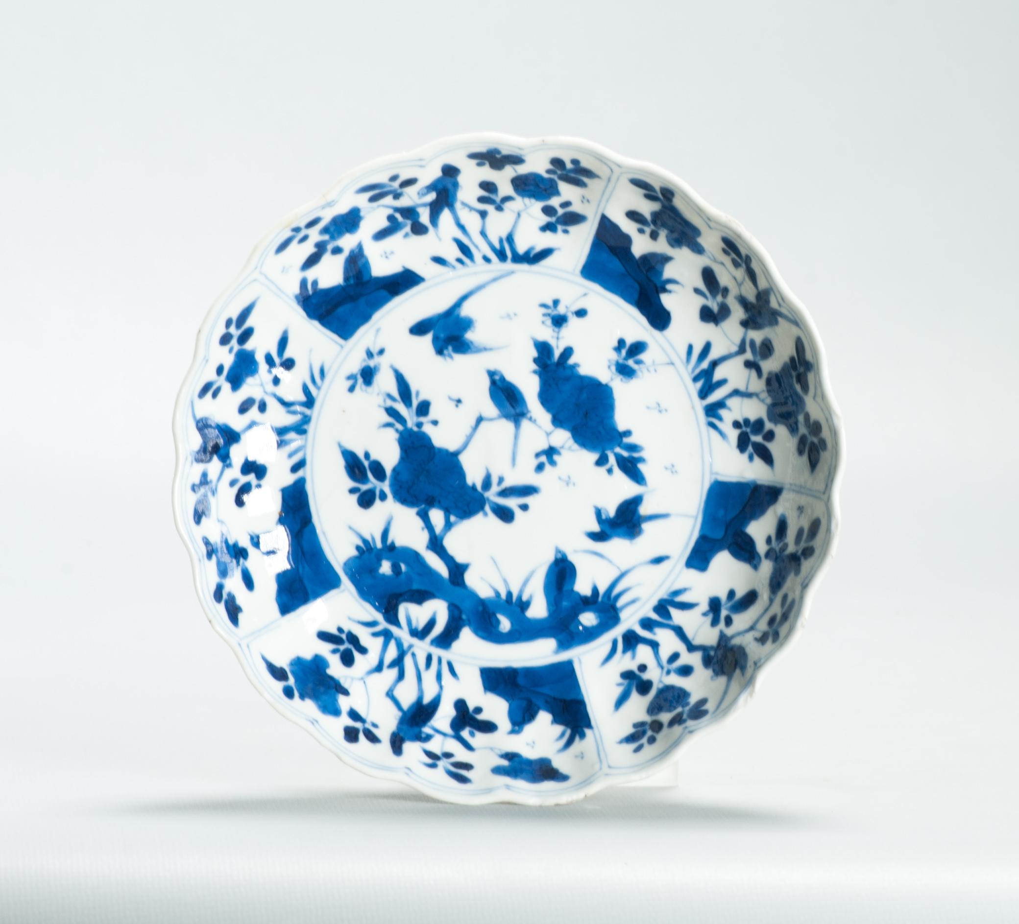 Antique Kangxi Period Chinese porcelain Dish Birds and Flowers Marked Ji 吉 - Image 5