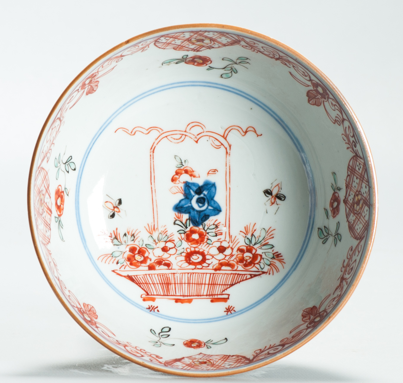 Antique 1720-30 Qing Chinese Porcelain Bowl European Amsterdam Bont Decoration