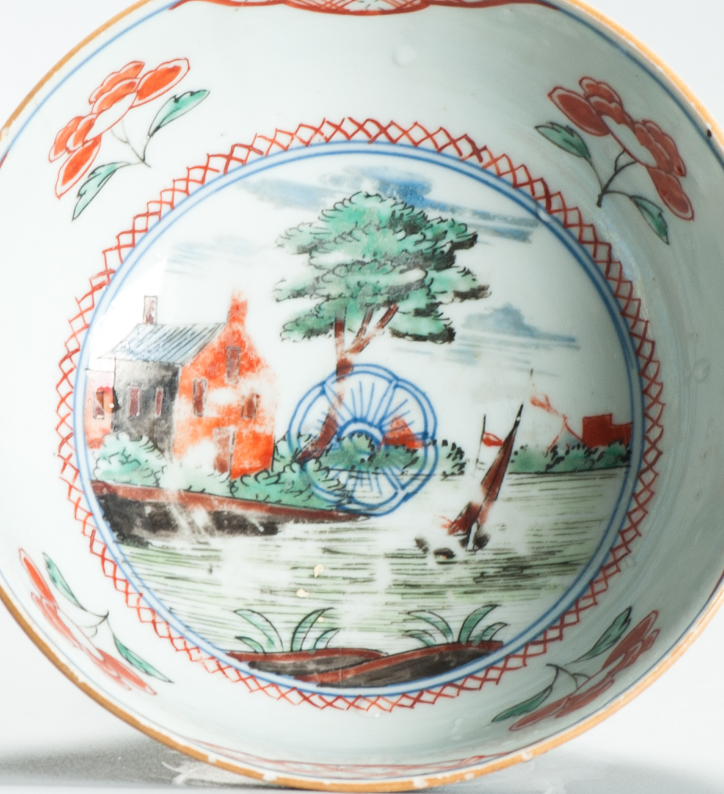 Antique 1720-30 Qing Chinese Porcelain Bowl European Amsterdam Bont Decoration
