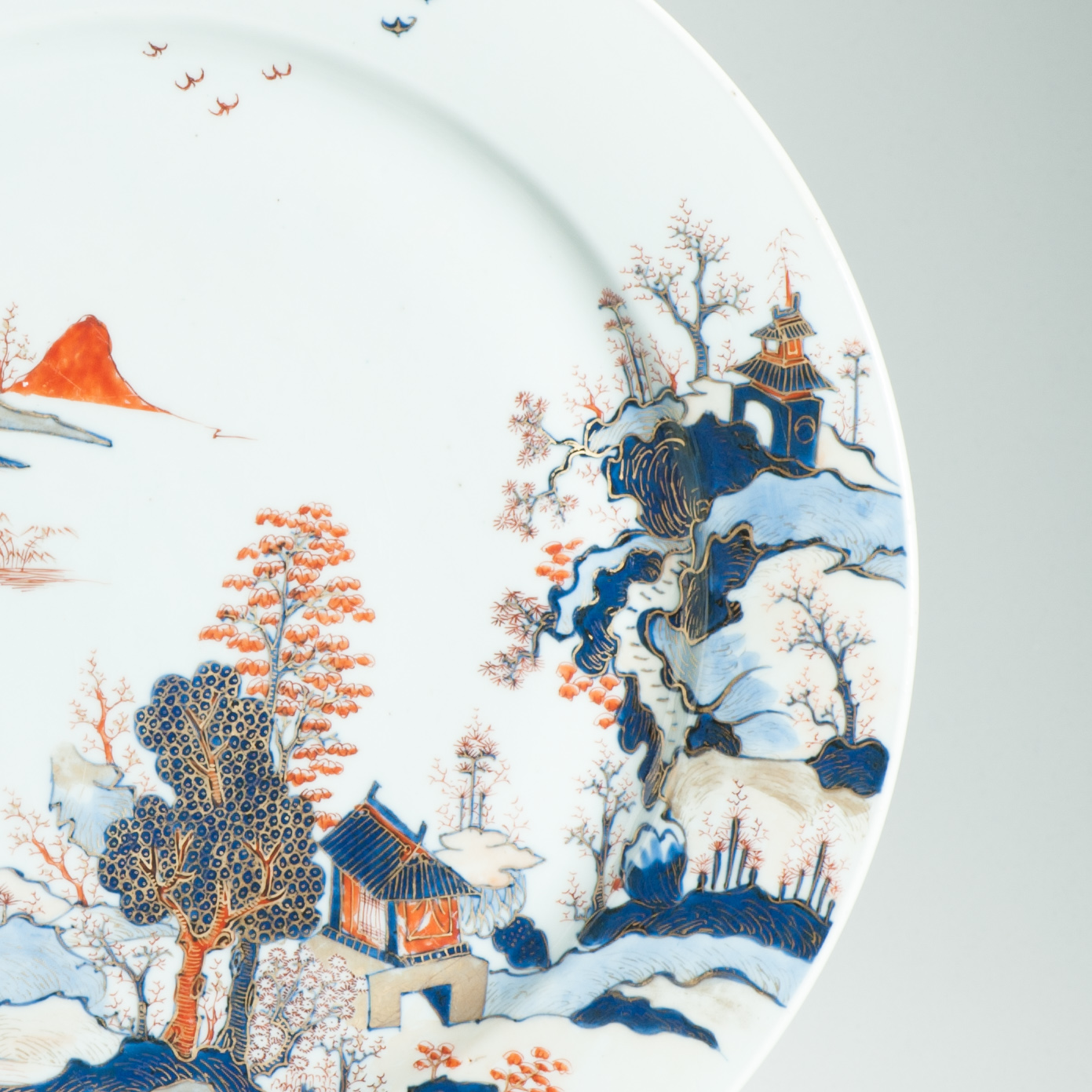37.5CM Beautiful Chinese Porcelain Kangxi period Imari Charger China Antique - Image 3
