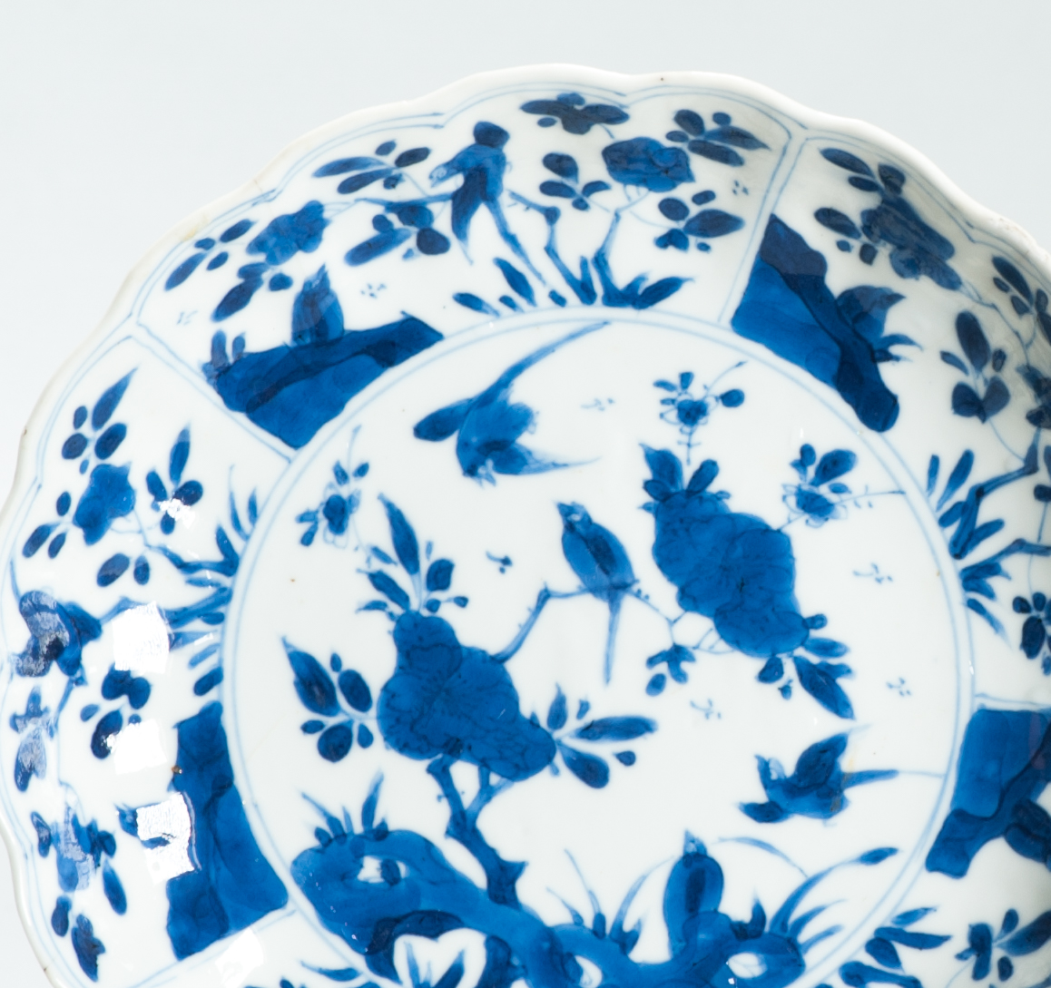 Antique Kangxi Period Chinese porcelain Dish Birds and Flowers Marked Ji 吉 - Image 6