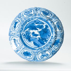 Antique Marked Ming Wanli Crane Plate 16c Chinese Kraak Porcelain