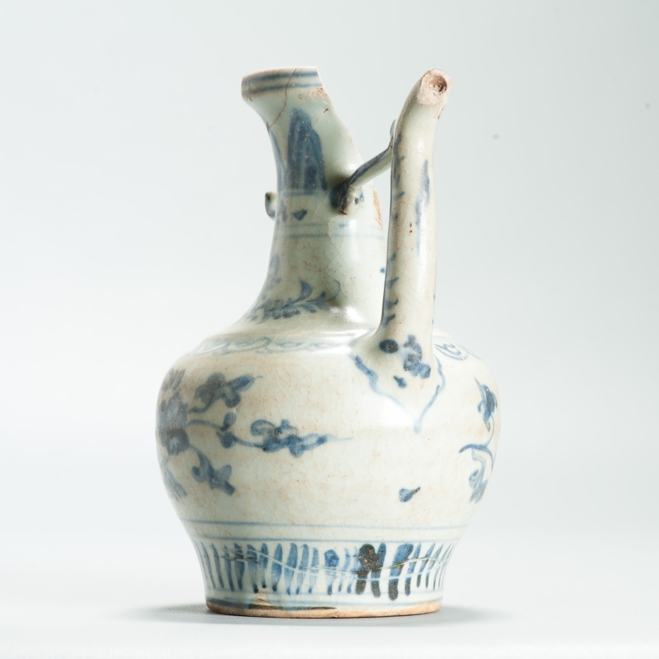 Antique Chinese Porcelain 15th/16th Century Hongzhi Zhengde Ewer Flowers - Image 14