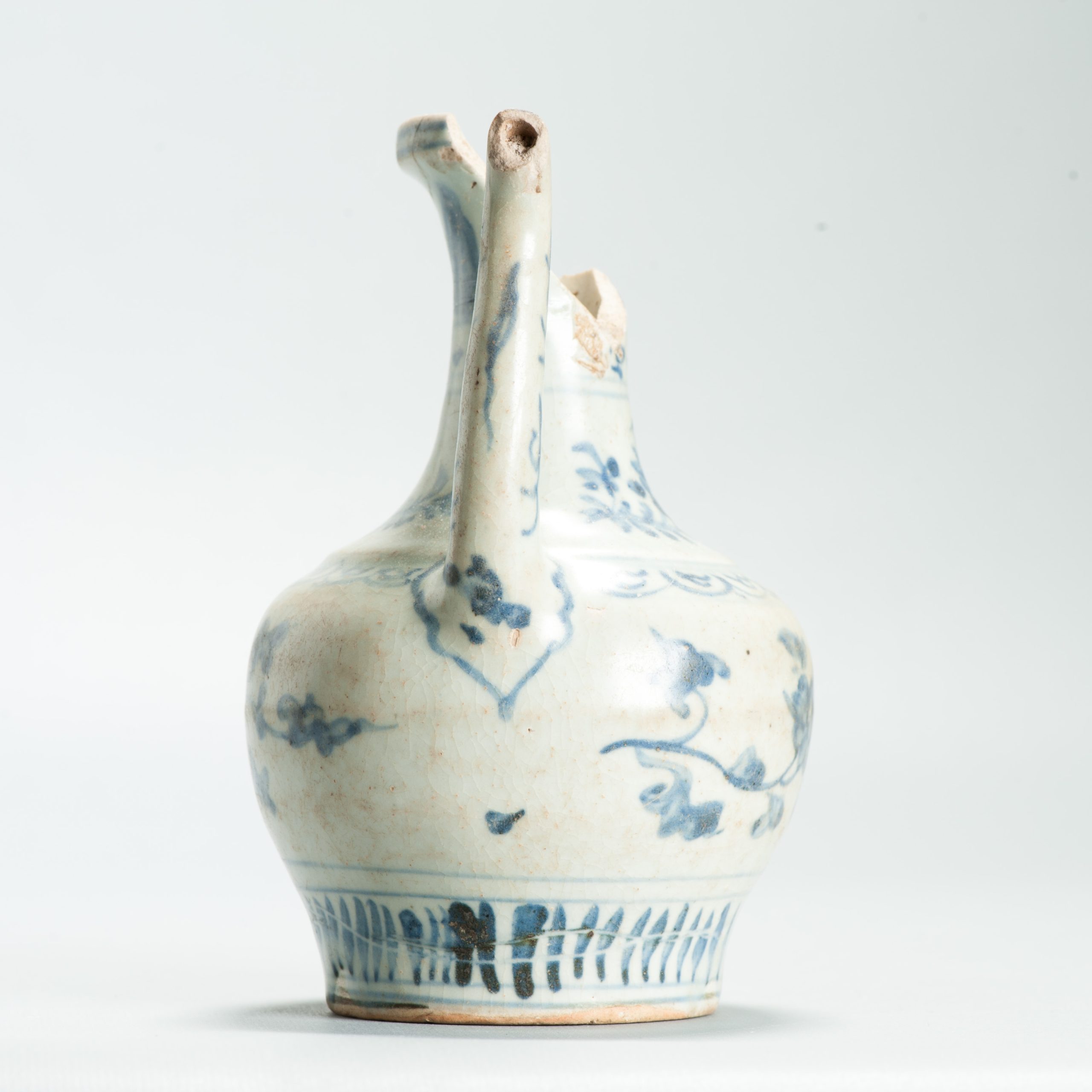 Antique Chinese Porcelain 15th/16th Century Hongzhi Zhengde Ewer Flowers - Image 13