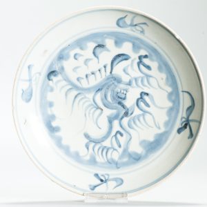 Small Antique Chinese porcelain Dish Ming/Qing Period Blue White Dehua Flowers