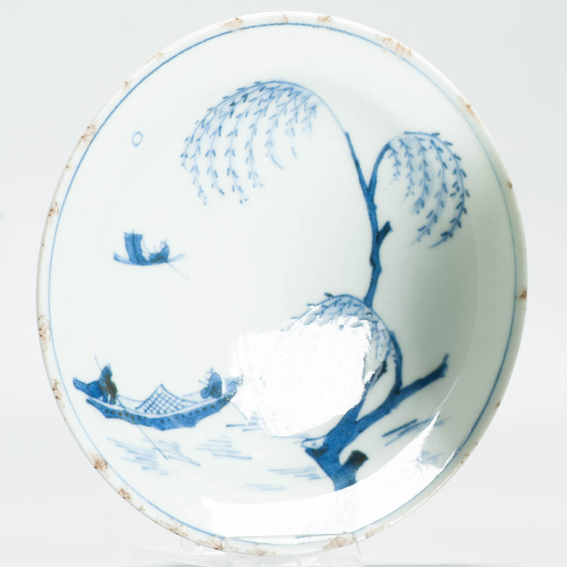 Very nice Tianqi Period 17C Chinese Porcelain Ming Dish Landscape FISHERMAN - Image 10