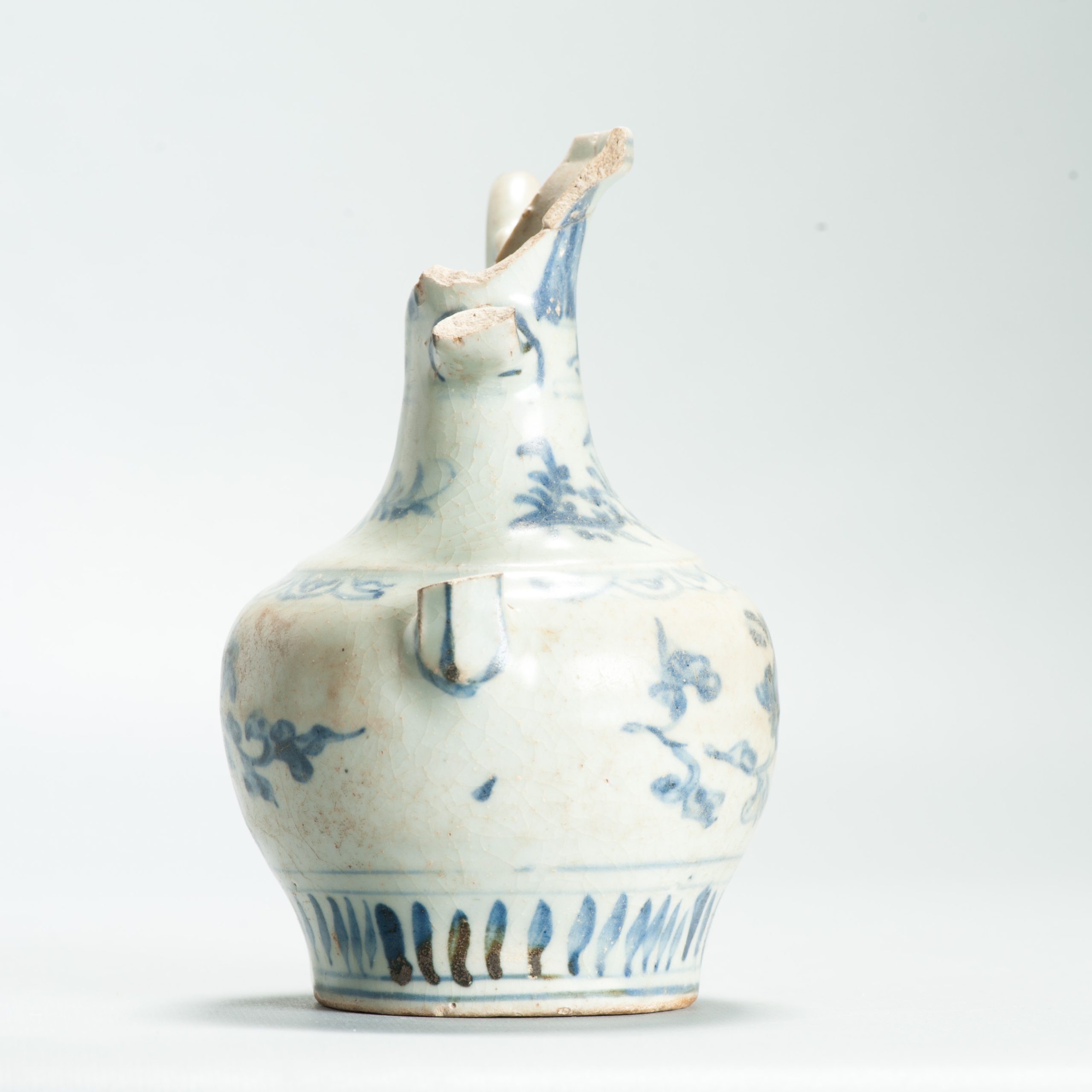 Antique Chinese Porcelain 15th/16th Century Hongzhi Zhengde Ewer Flowers - Image 7