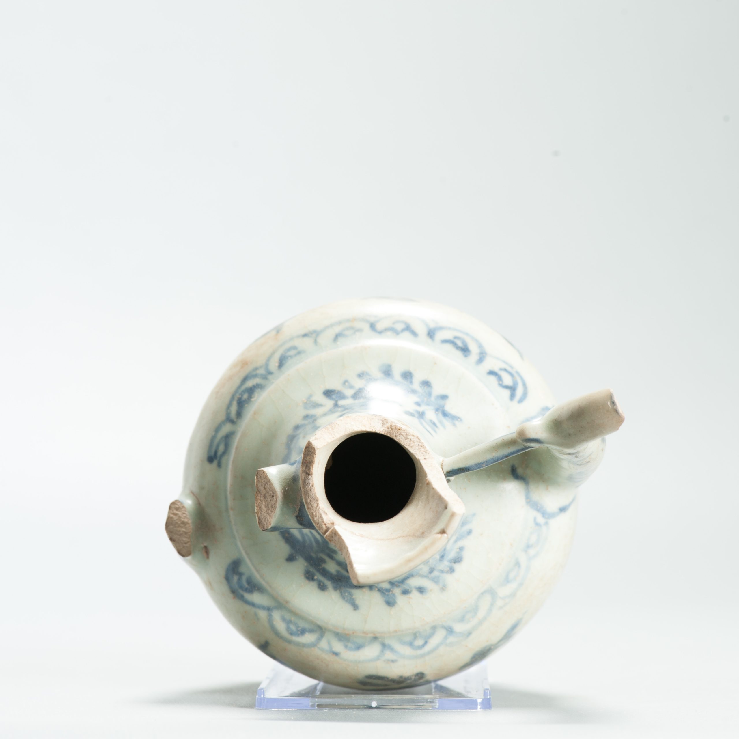 Antique Chinese Porcelain 15th/16th Century Hongzhi Zhengde Ewer Flowers - Image 3