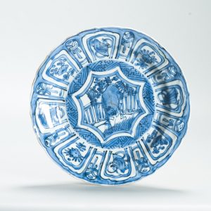 Antique Marked Ming Wanli Crane Plate 16c Chinese Kraak Porcelain