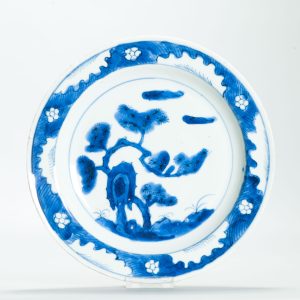 Very nice Tianqi Period 17C Chinese Porcelain Ming Dish Landscape FISHERMAN