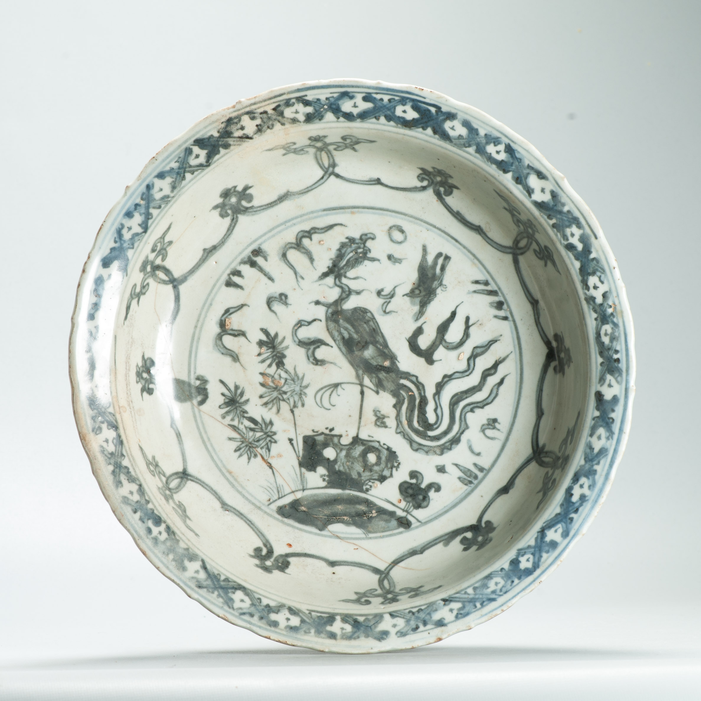 Antique Ming Chinese 15C Hongzhi/ Zhengde Period Phoenix Plate