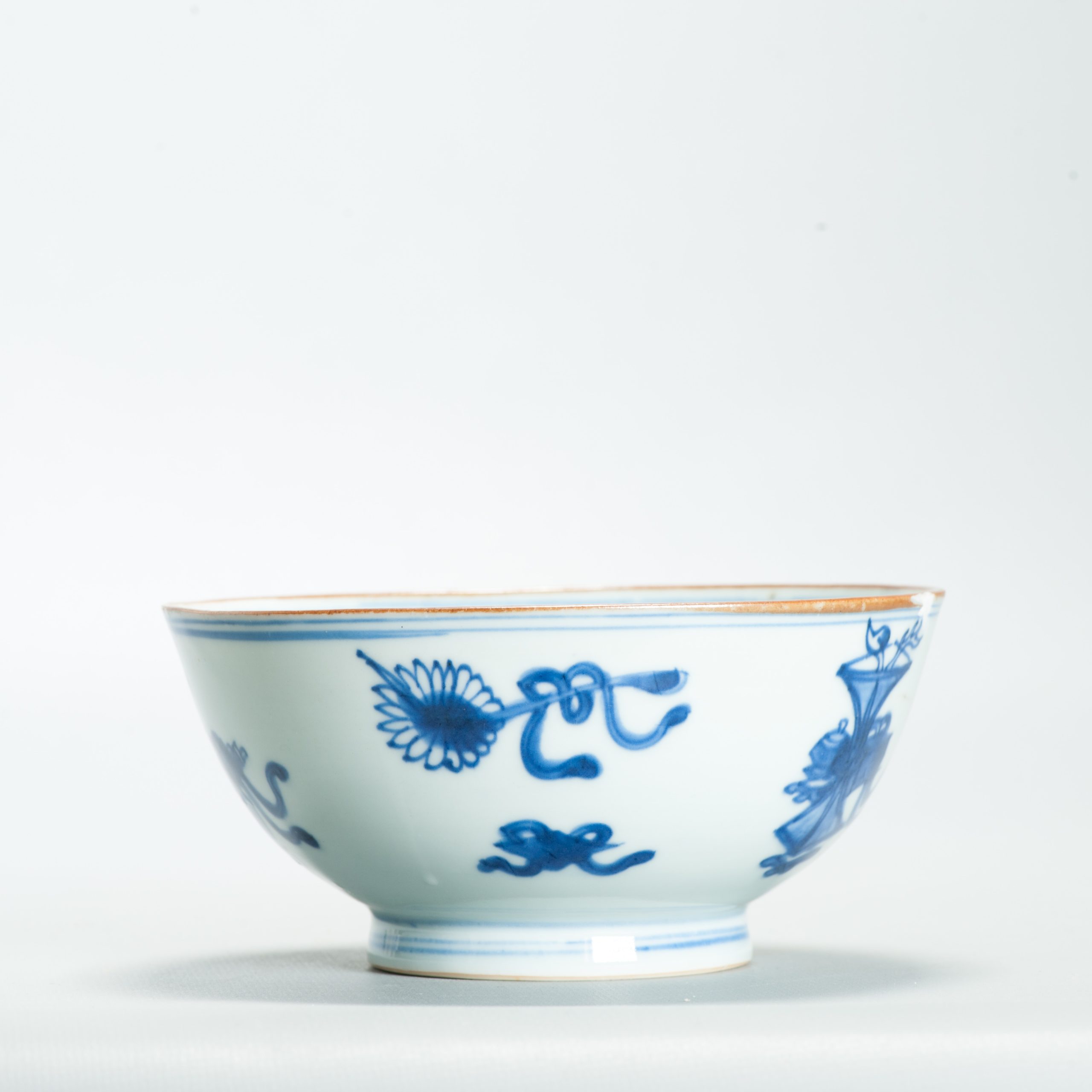 Interesting Antique Chinese Porcelain Bowl Kangxi Bajixiang Marked Base - Image 3