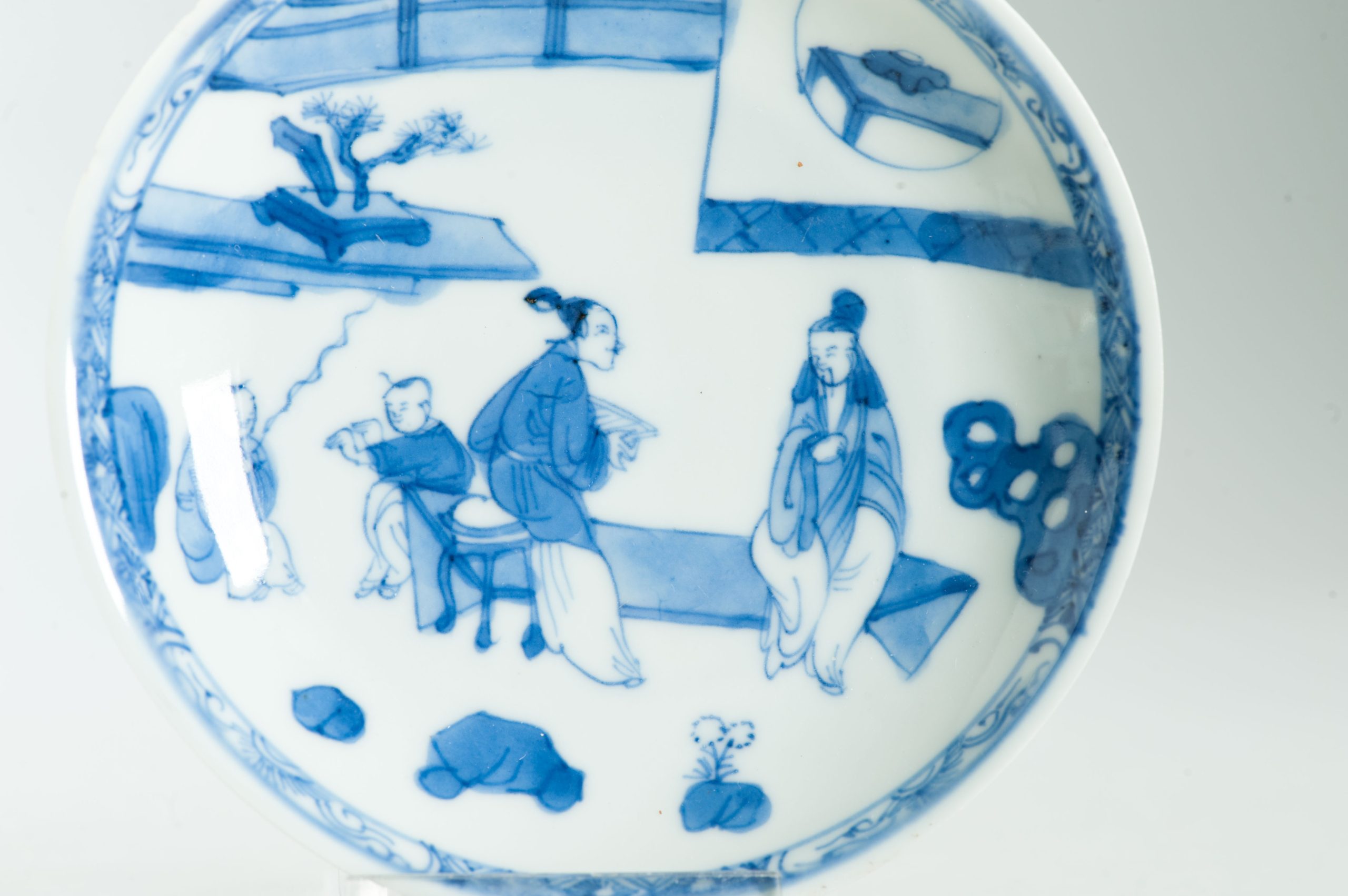 Antique Ca 1700 Chinese Porcelain Teaset Kangxi Blue White Figural Pagode - Image 4