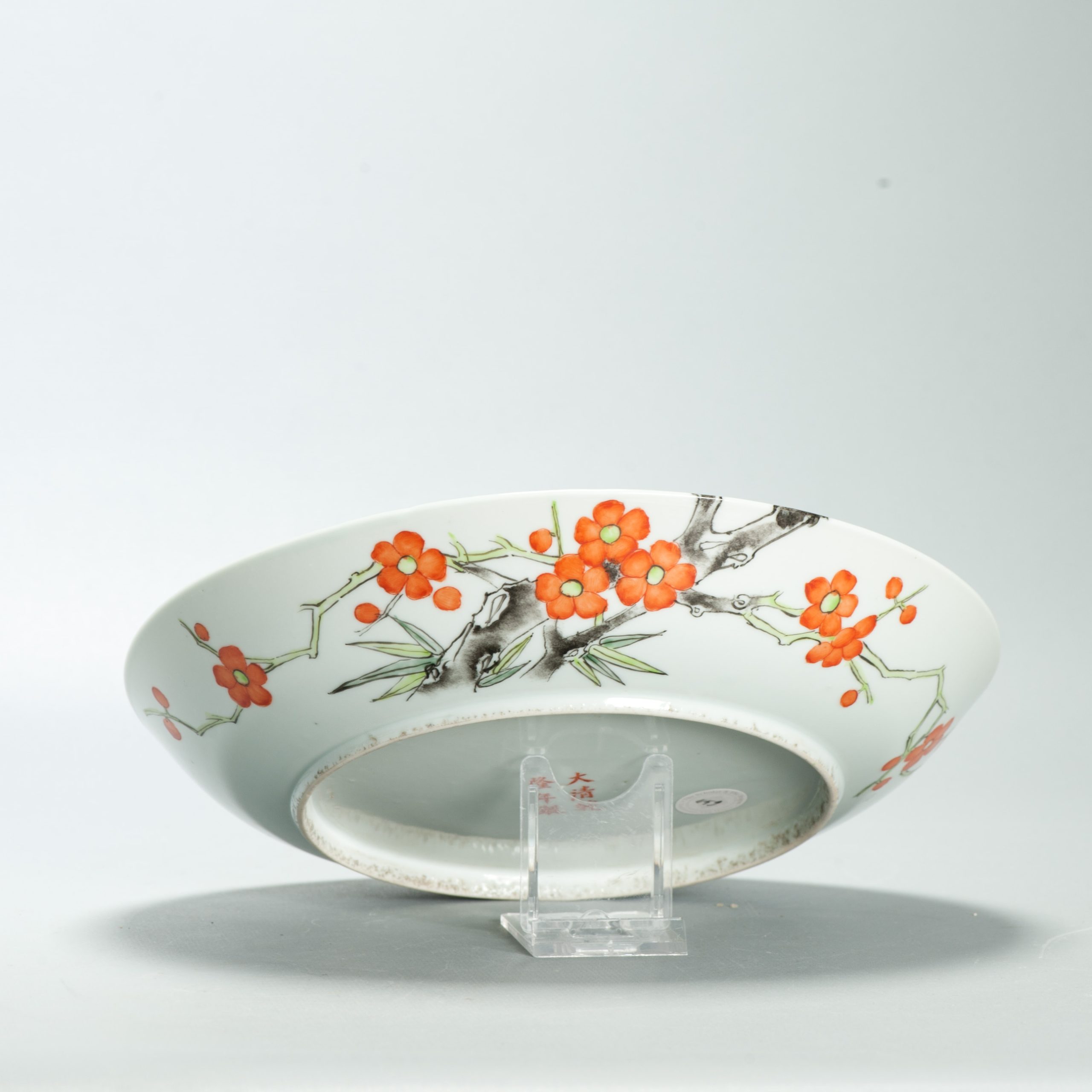24CM Antique Chinese Porcelain Early 20th Century Prunus Dish Qianlong Mark - Image 11
