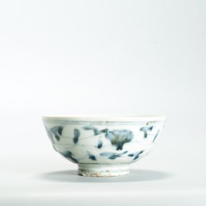 Antique Ming Chinese 15/16C Hongzhi/ Zhengde Period Blue White Floral Bowl