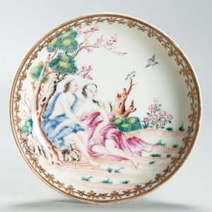 Antique 18th C Dish Qing Chinese Porcelain Yongzheng/Qianlong Chine de Commande