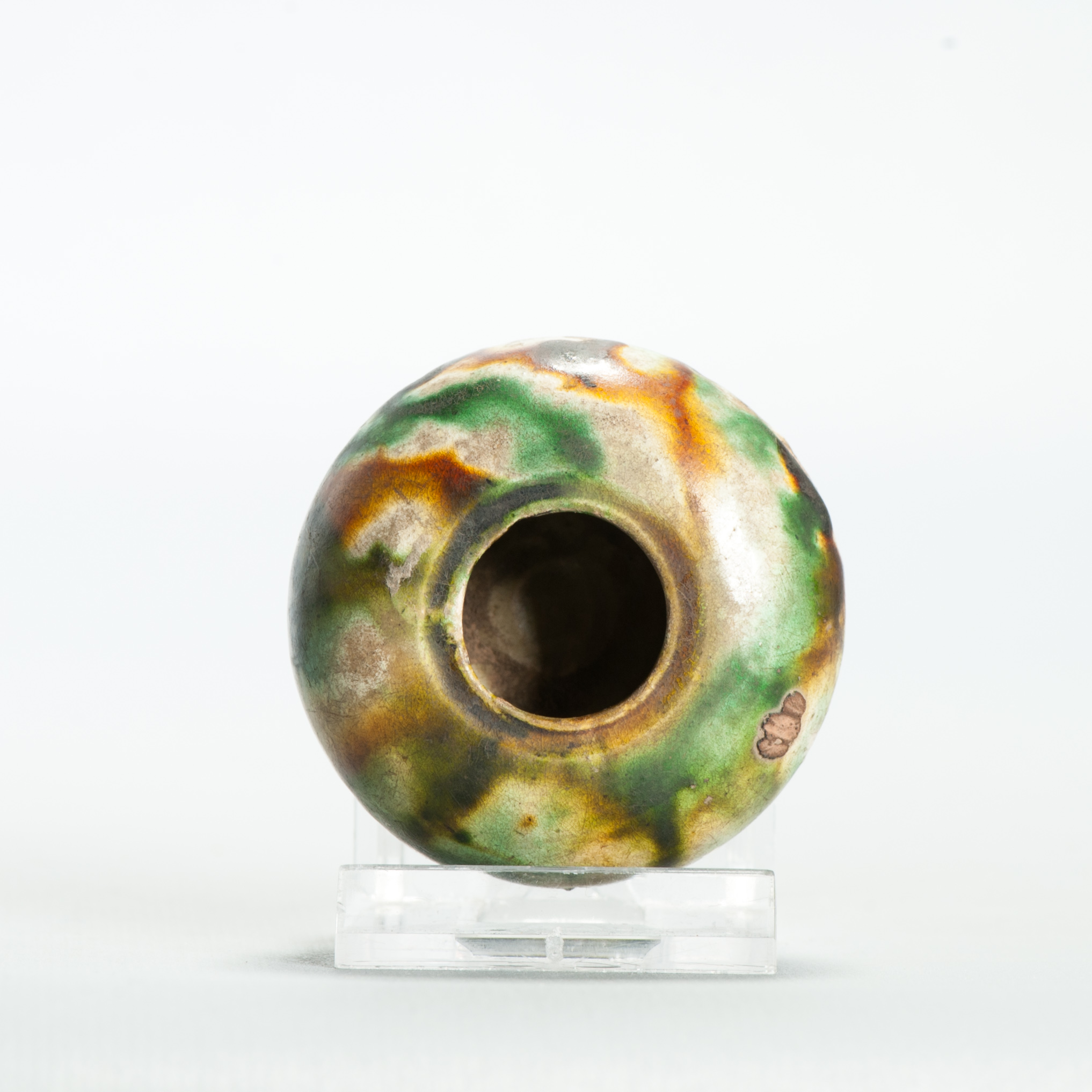 Tang dynasty Antique Chinese Sancai Glazed Green and Yellow Water Pot - Image 12