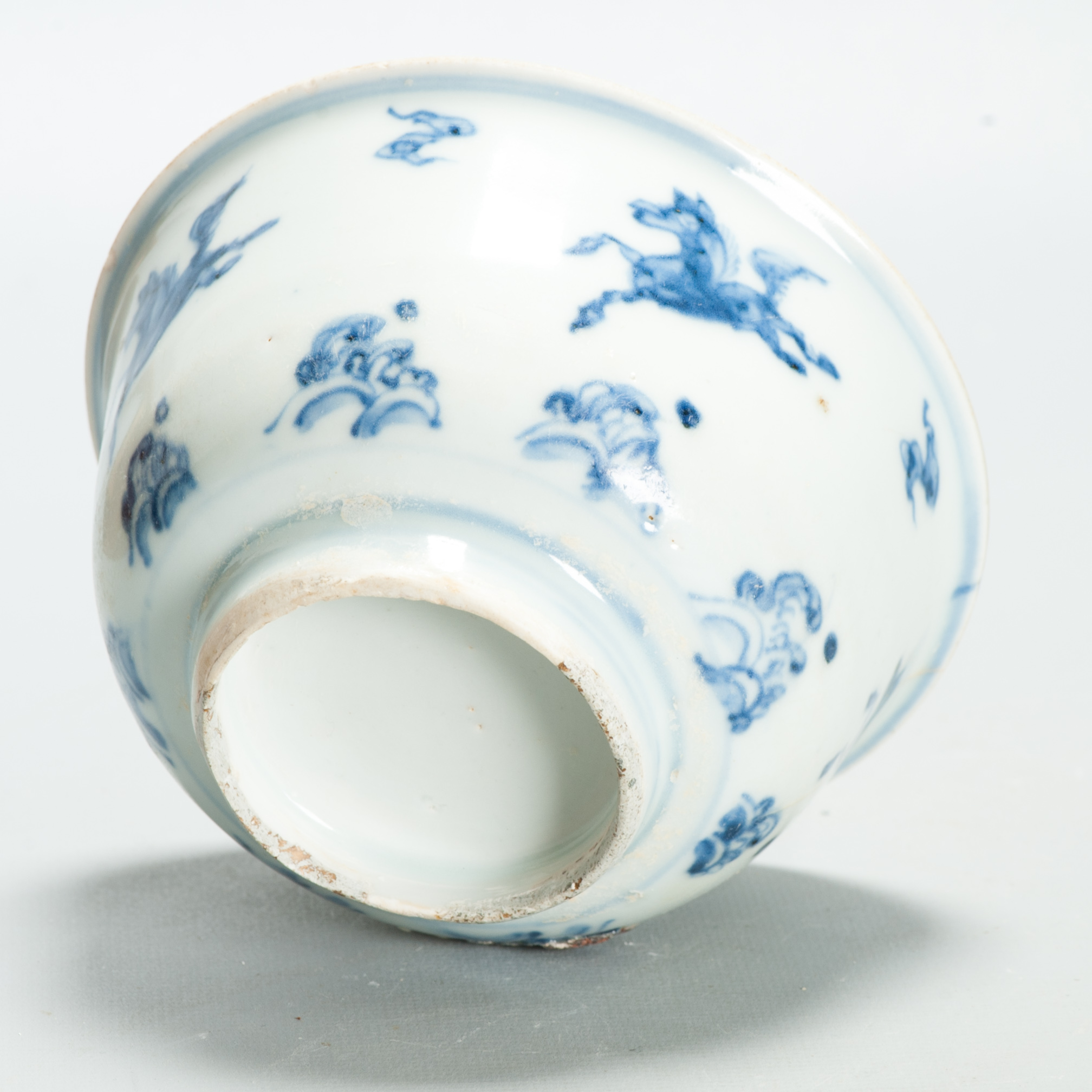 Chinese Ming Blue White Bowl 15th 16th Century Zhengde Hongzhi Horses Antique - Image 6
