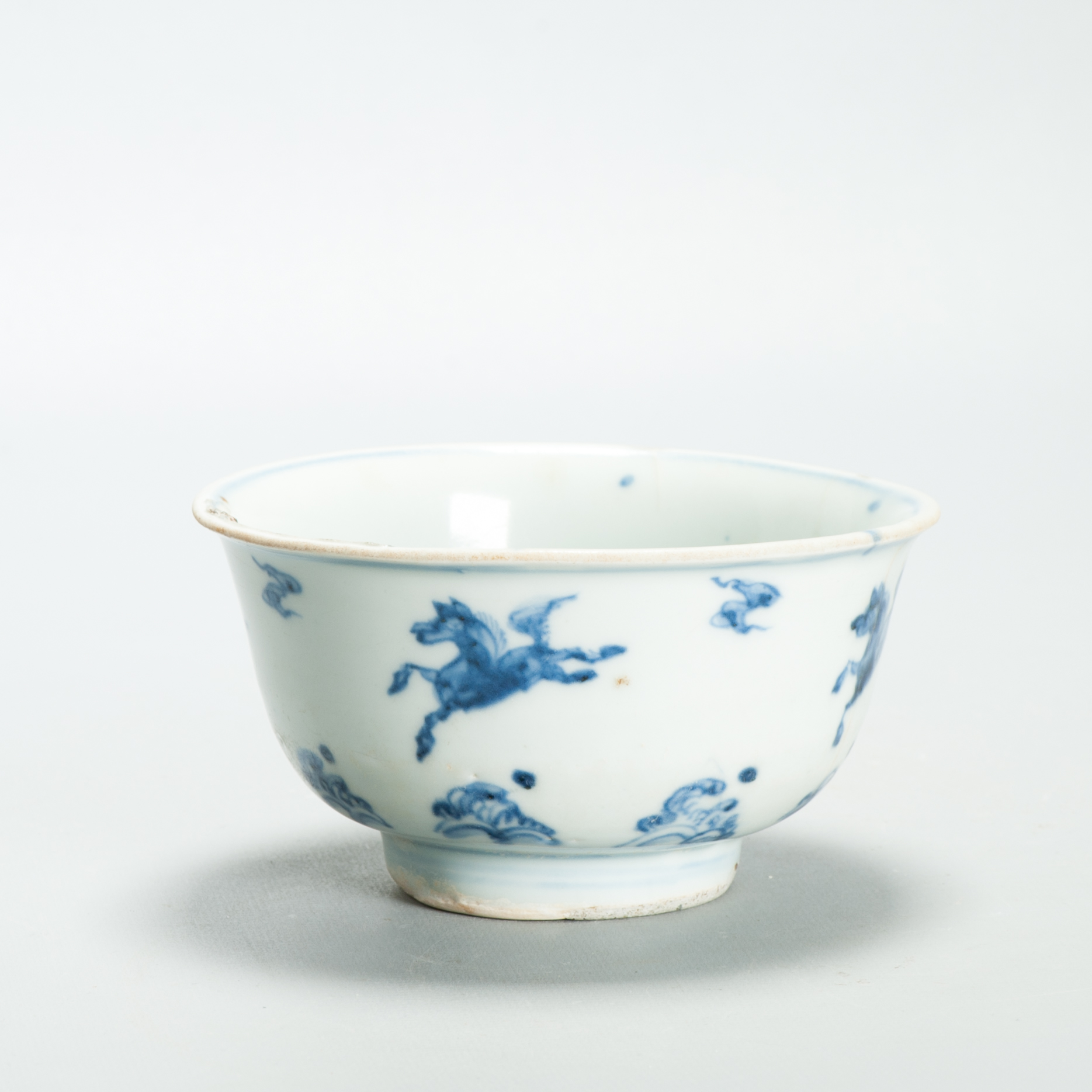 Chinese Ming Blue White Bowl 15th 16th Century Zhengde Hongzhi Horses Antique - Image 2