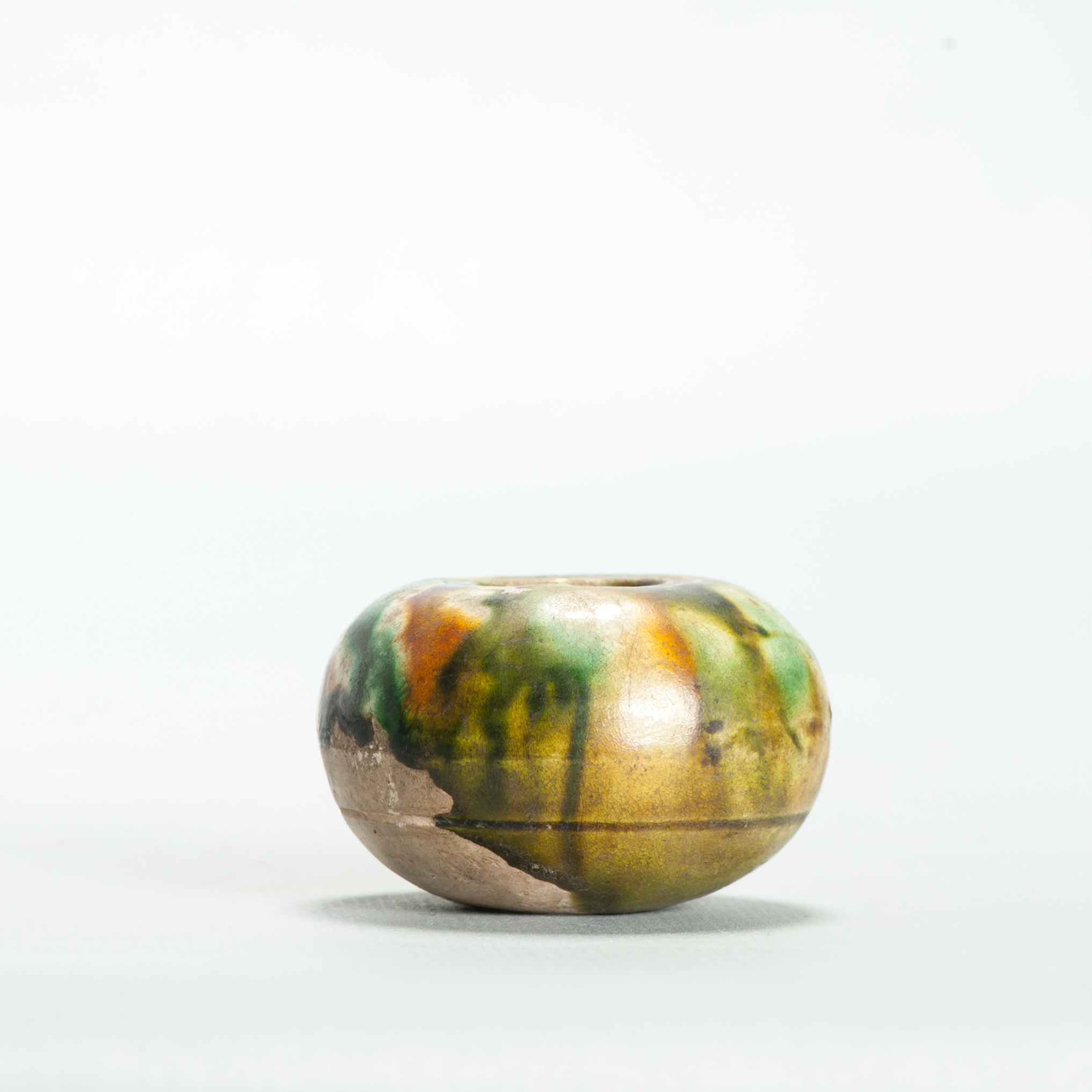 Tang dynasty Antique Chinese Sancai Glazed Green and Yellow Water Pot - Image 21