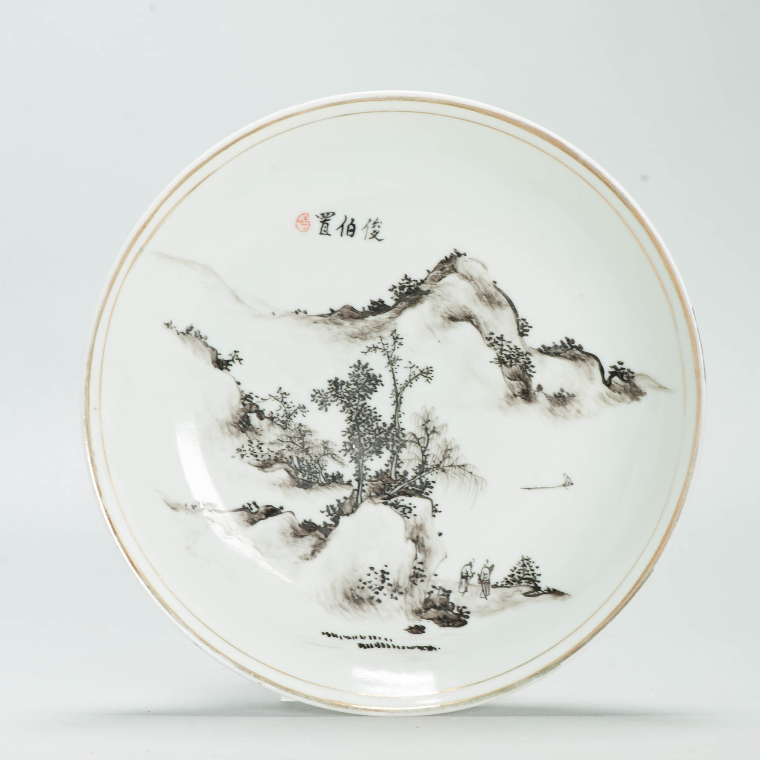 Antique Ca 1930 Republic period Chinese Porcelain plate Qianjiang Cheng Ji Ru