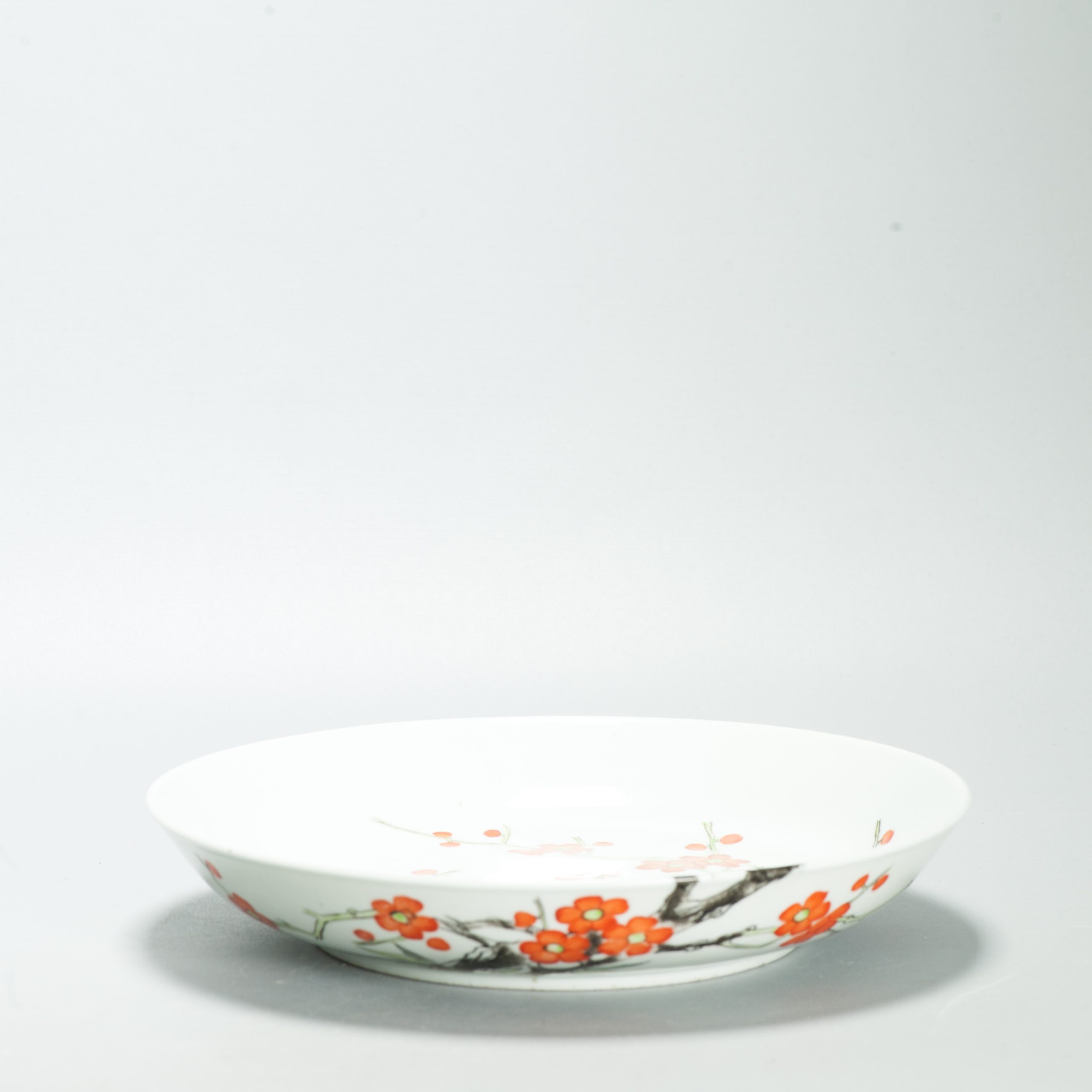 Perfect 24CM Antique Chinese Porcelain 19/20th Century Prunus Dish Qianlong Mark - Image 7