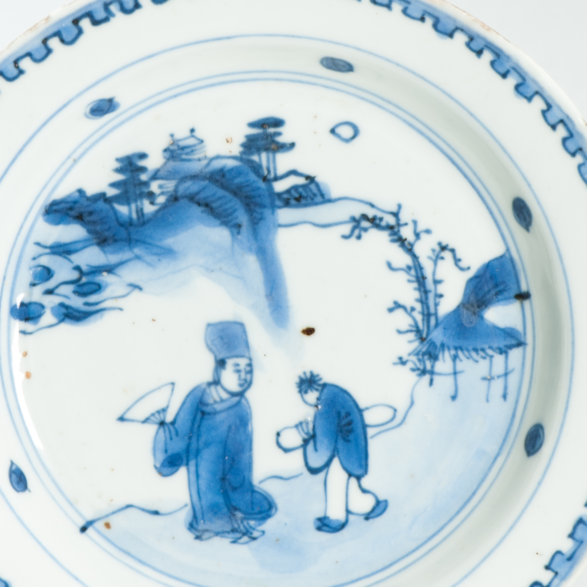 Antique 17C Chinese Porcelain Tianqi period Plate Scholar and Servant - Image 8