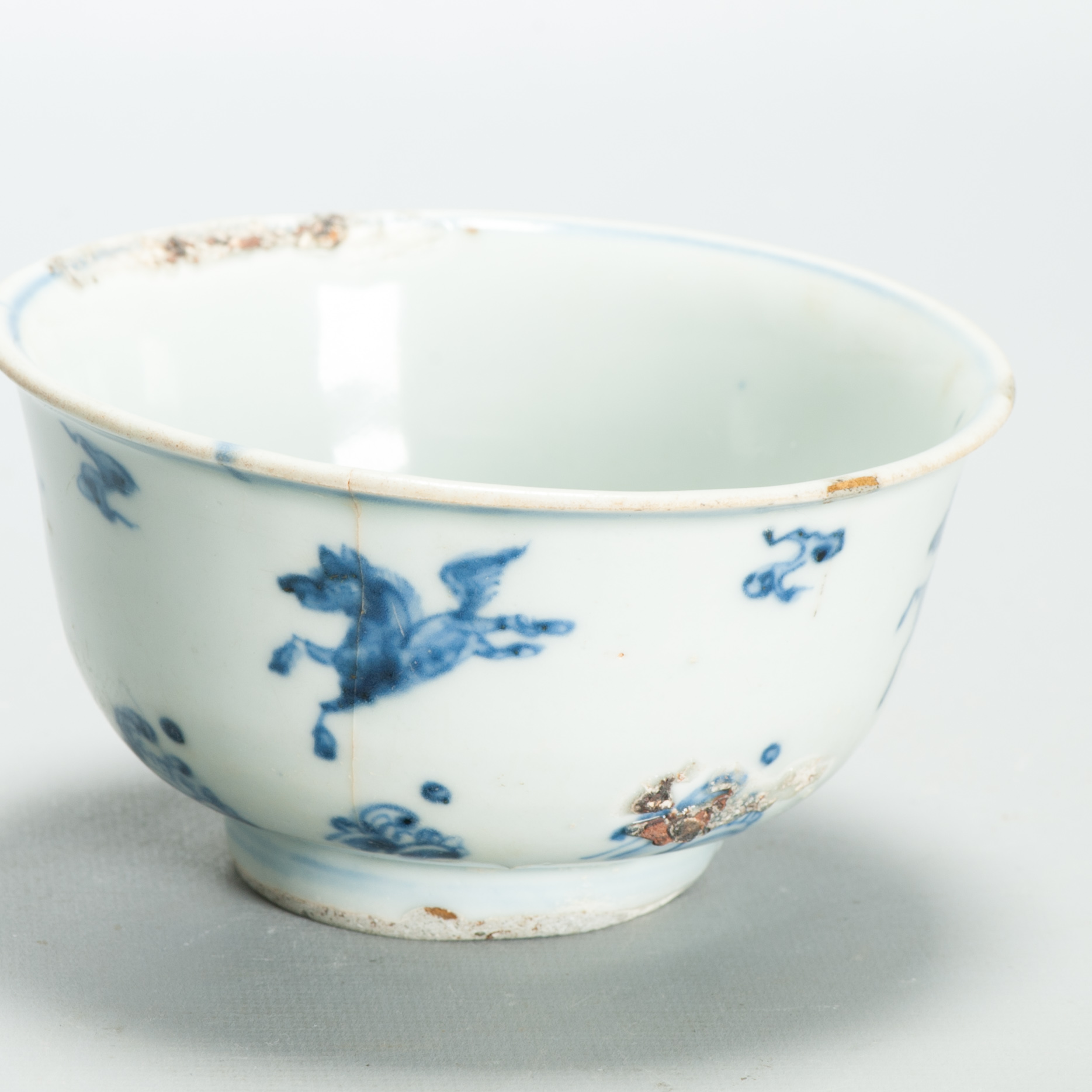 Chinese Ming Blue White Bowl 15th 16th Century Zhengde Hongzhi Horses Antique - Image 17