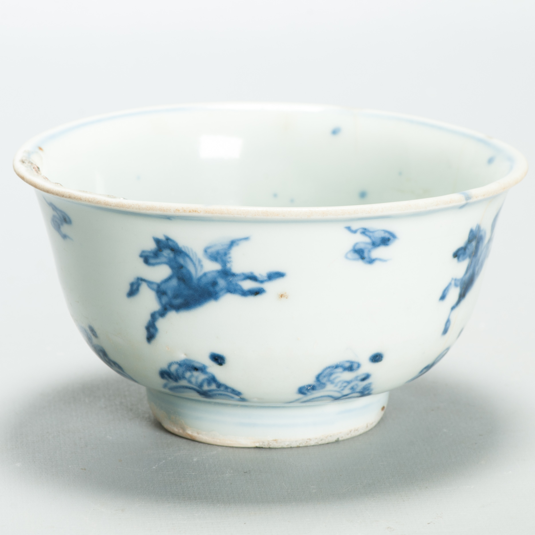Chinese Ming Blue White Bowl 15th 16th Century Zhengde Hongzhi Horses Antique - Image 16