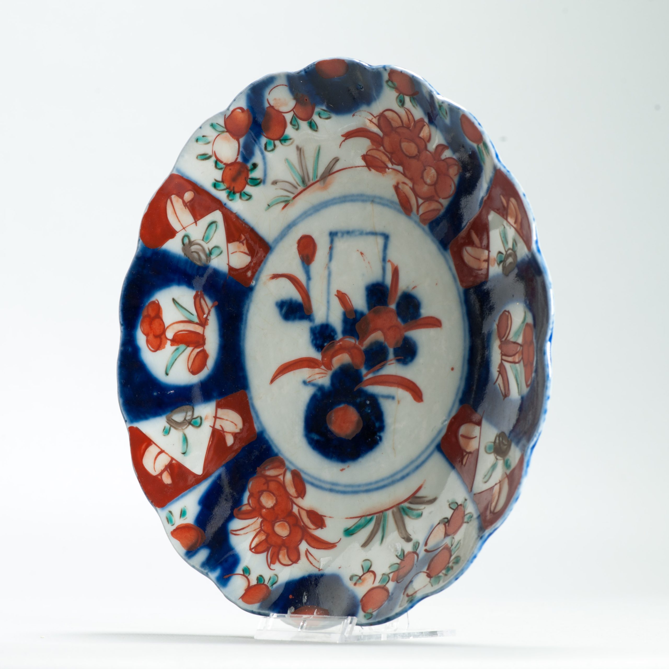 Antique Meiji Period Japanese Porcelain 19th c Imari Plate flowers Enamel - 图片 13