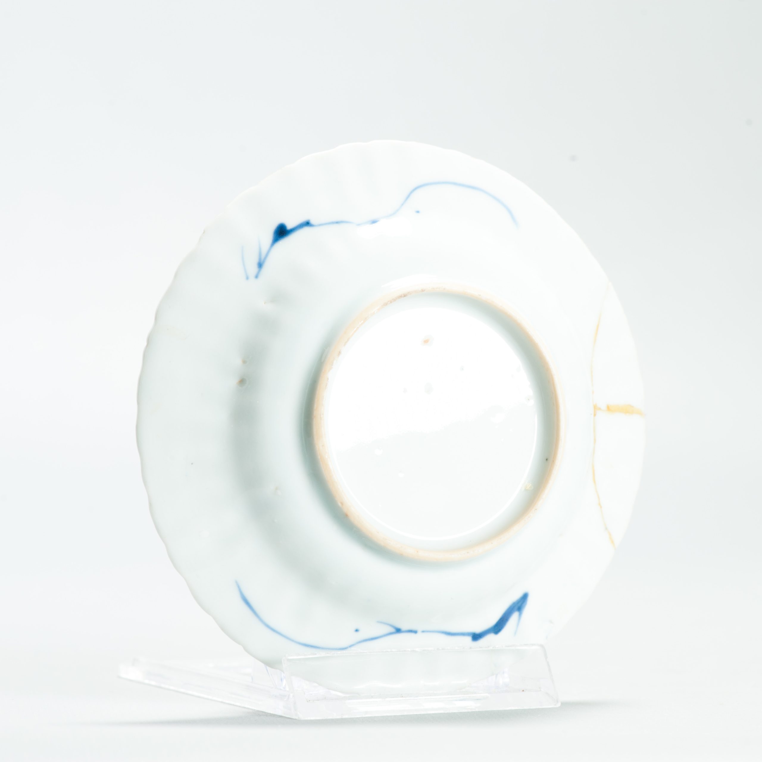 Antique Ca 1700 Chinese Porcelain Small Dish Kangxi Blue White Figural Pagode - Image 8
